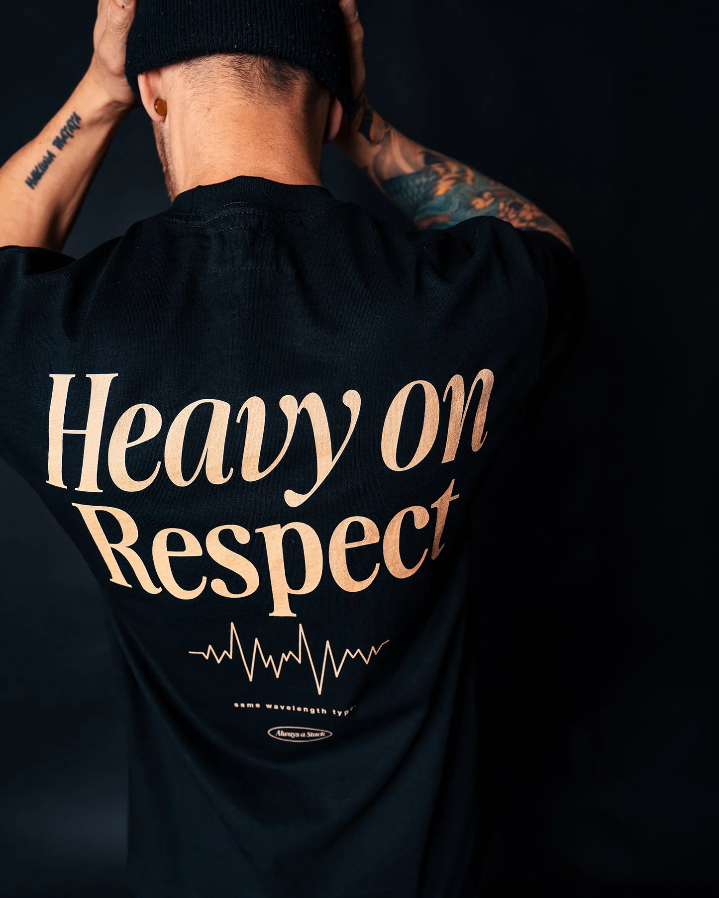 Heavy On Respect | Heavyweight Black Graphic Tee - Image 3
