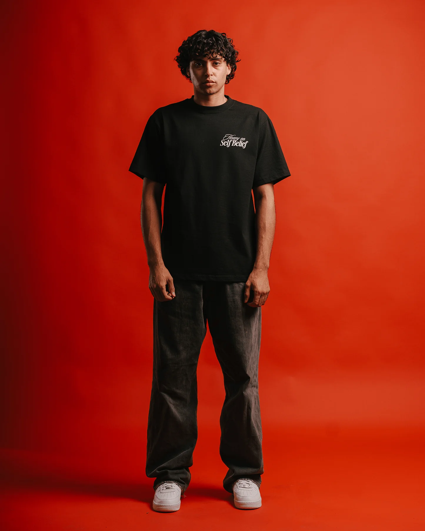 Heavy On Self Belief | Heavyweight Black Graphic Tee - Image 3