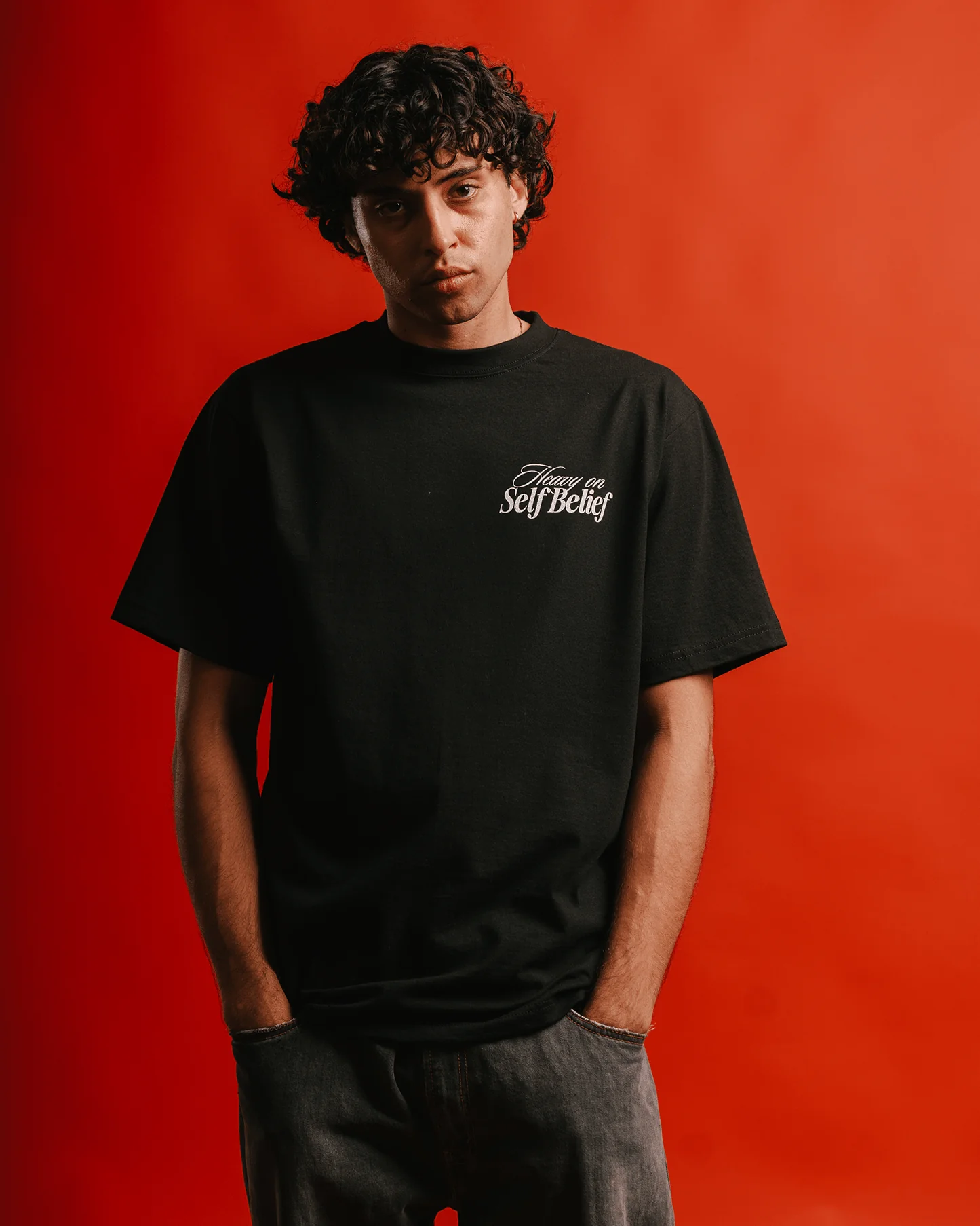 Heavy On Self Belief | Heavyweight Black Graphic Tee - Image 6