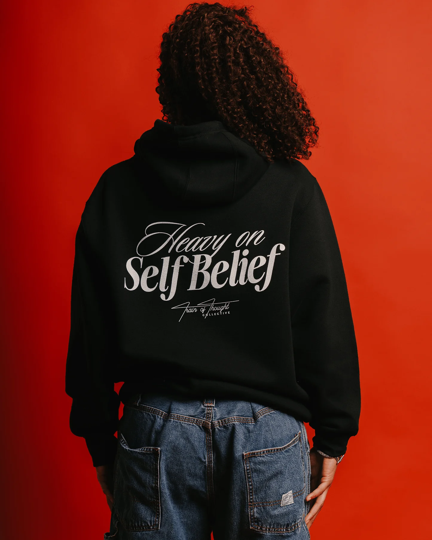 Heavy On Self Belief | Black Pullover Hoodie - Image 6