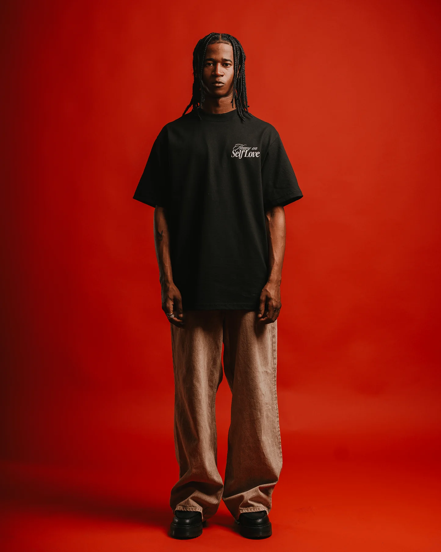 Heavy On Self Love | Heavyweight Black Graphic Tee - Image 3