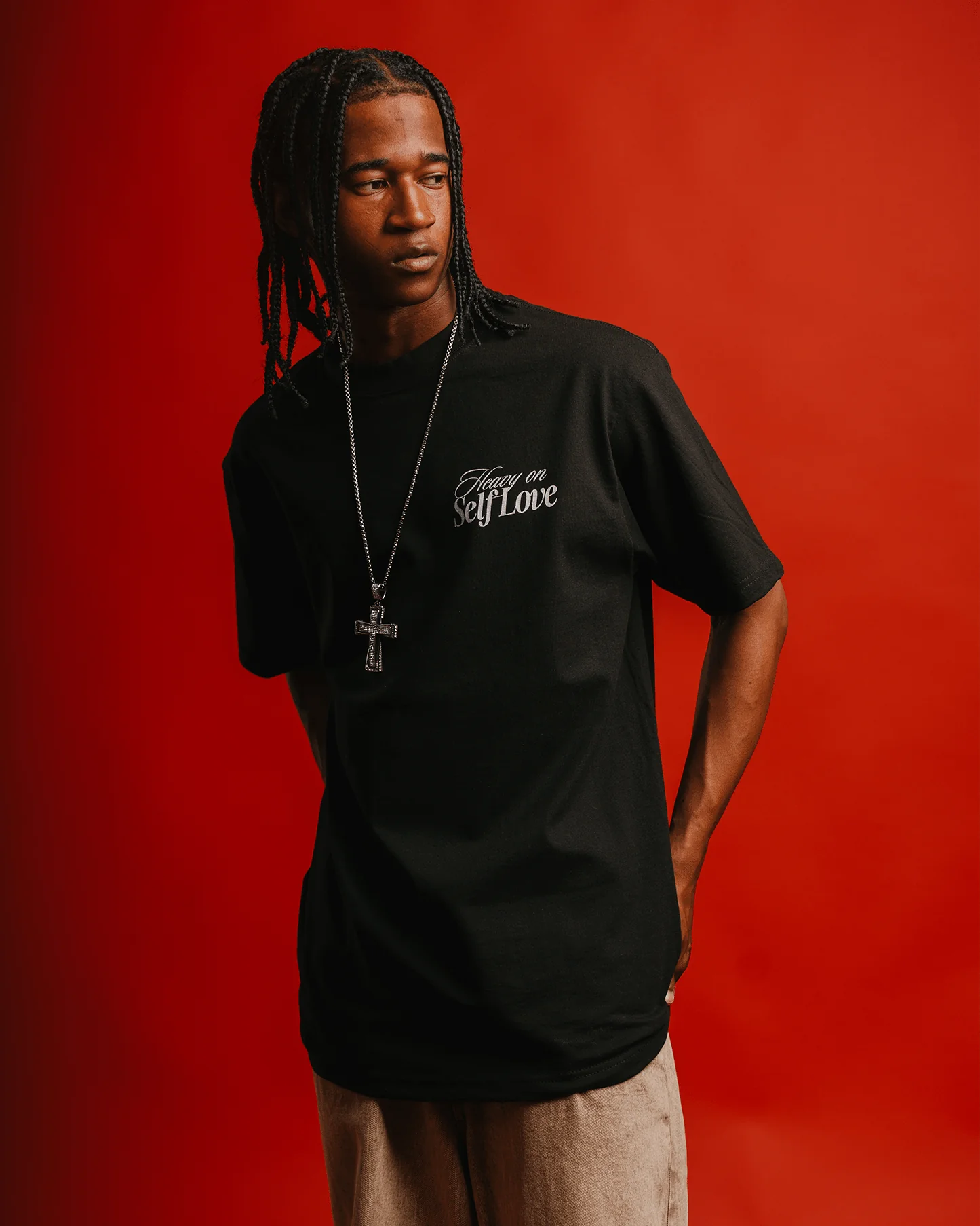 Heavy On Self Love | Heavyweight Black Graphic Tee - Image 6
