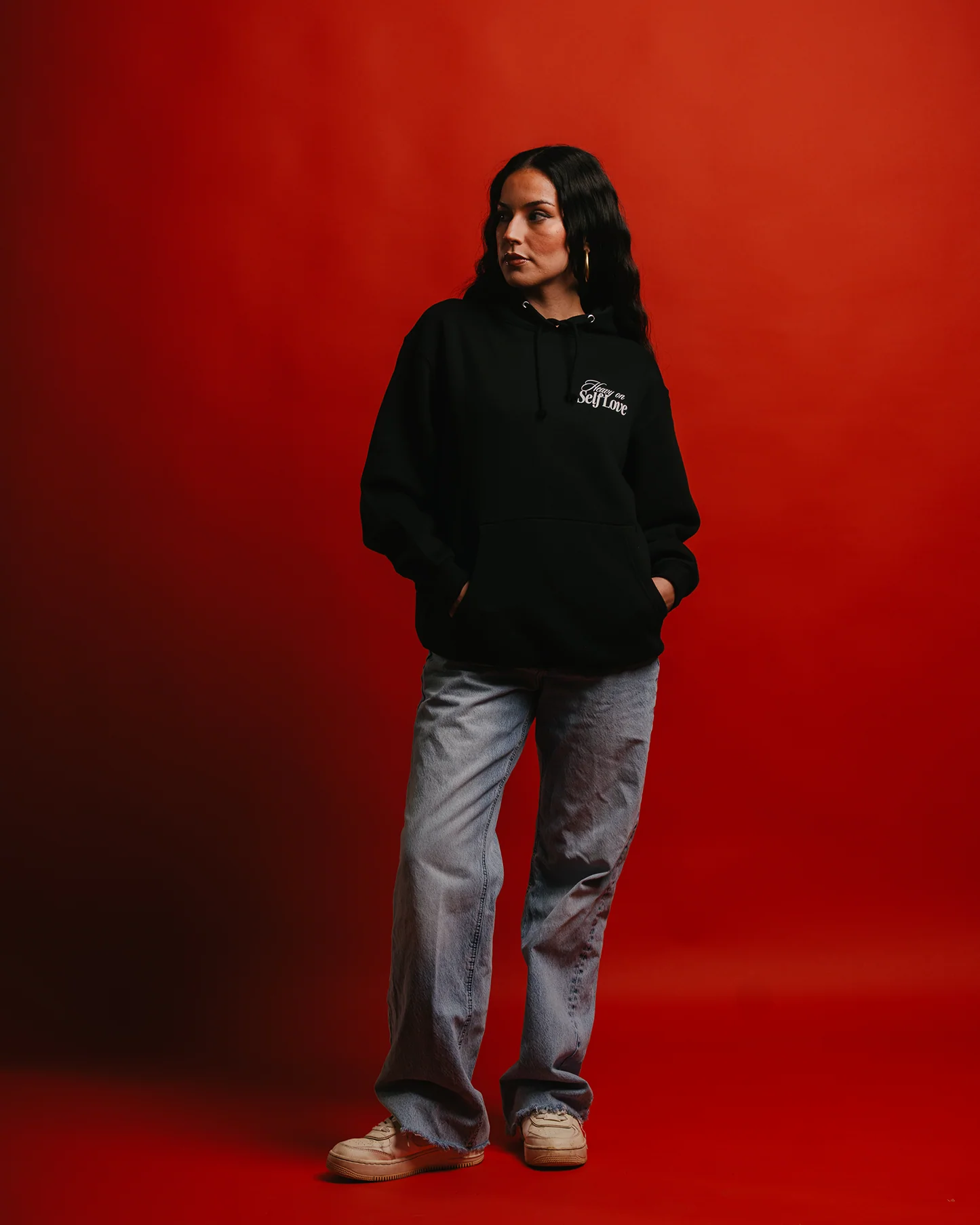 Heavy On Self Love | Black Pullover Hoodie - Image 3