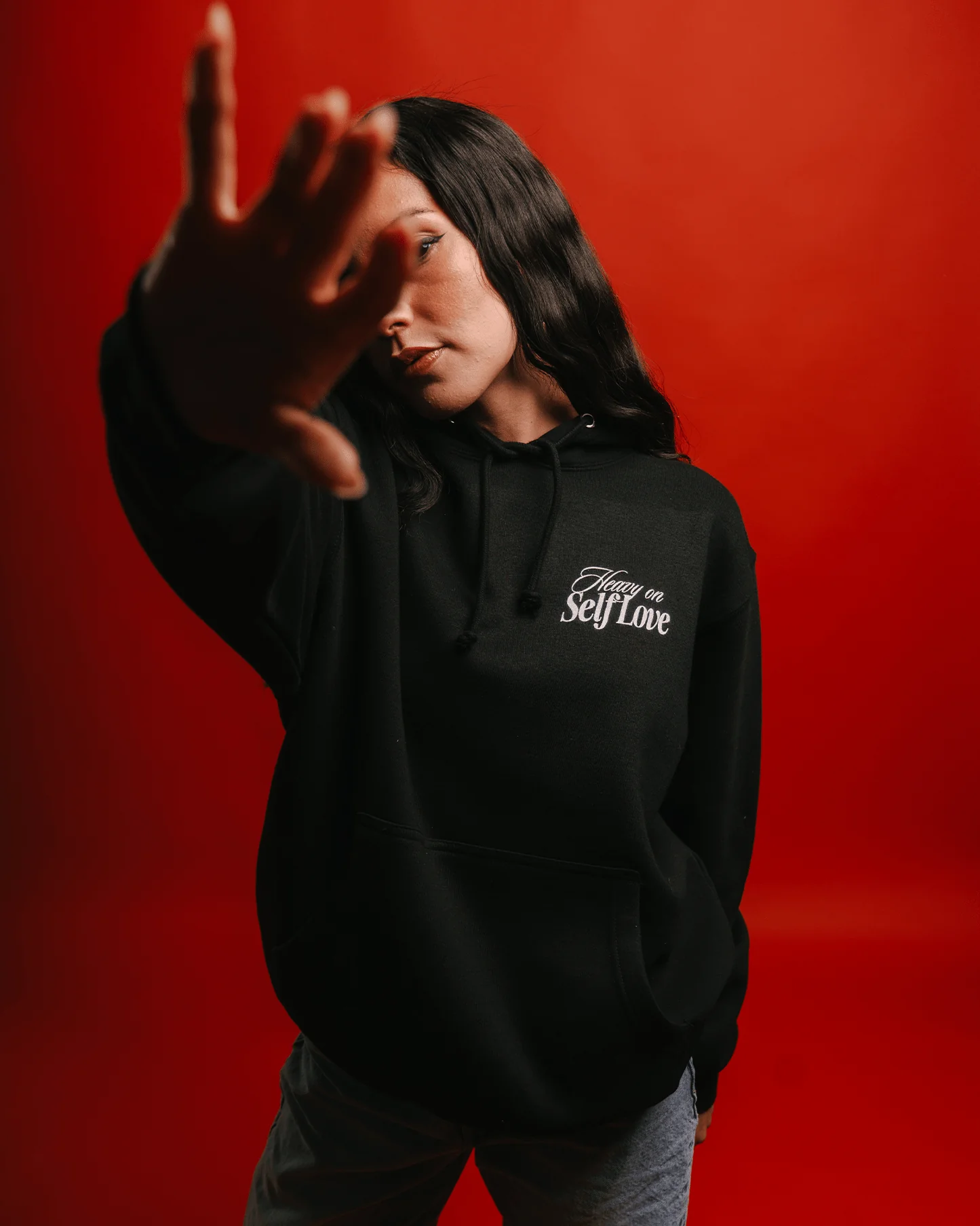 Heavy On Self Love | Black Pullover Hoodie - Image 5