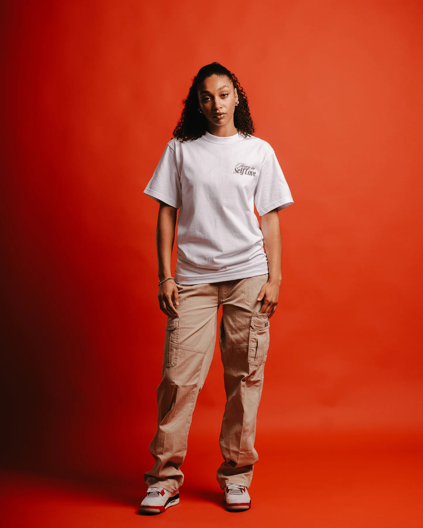Heavy On Self Love | Heavyweight White Graphic Tee - Image 3