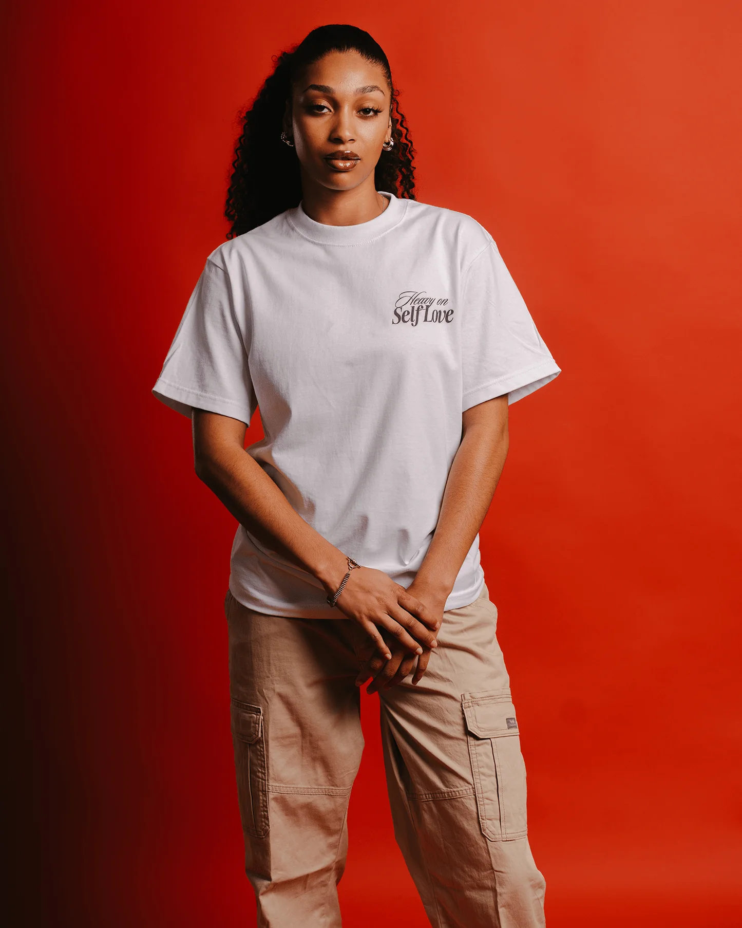 Heavy On Self Love | Heavyweight White Graphic Tee - Image 5