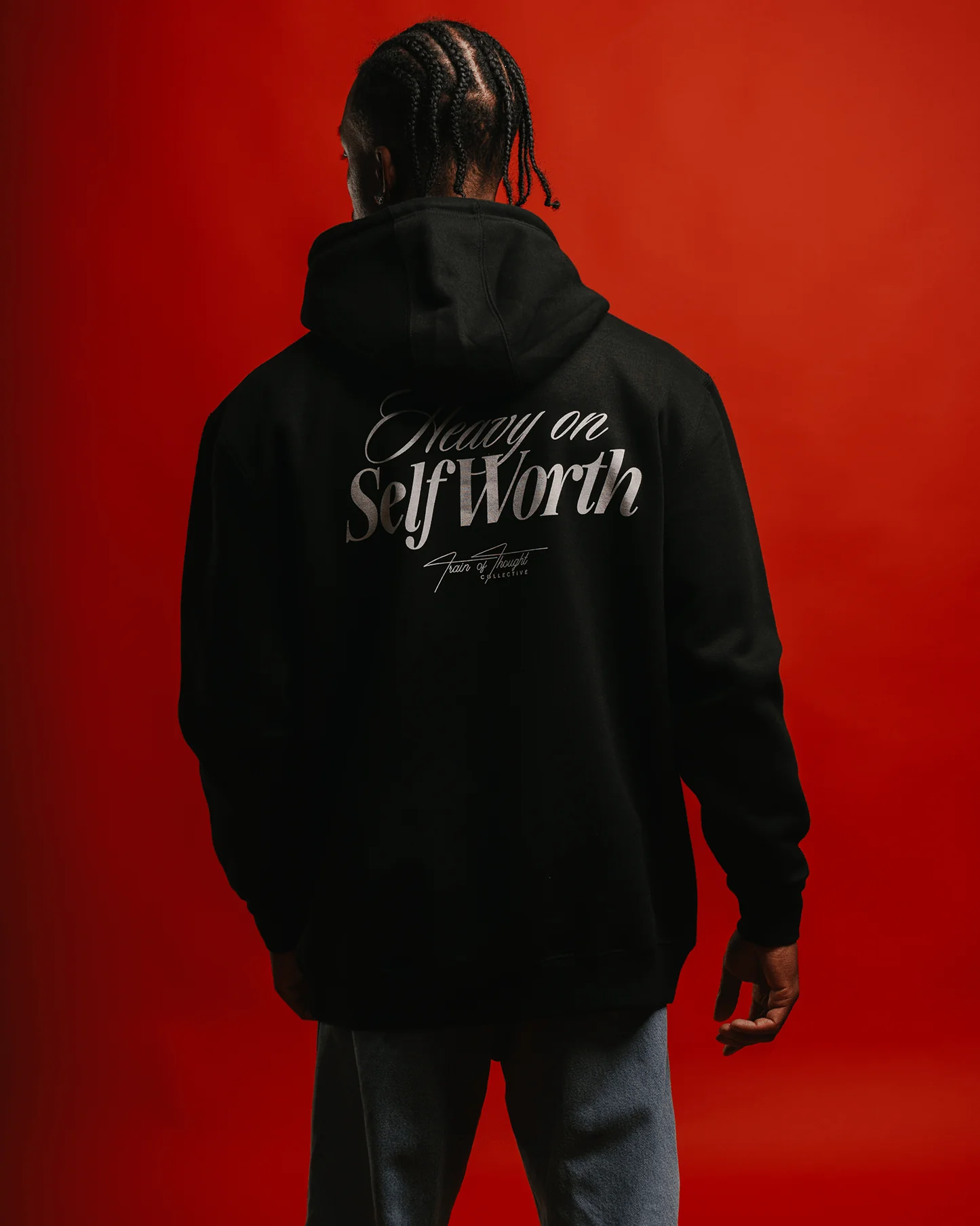 Heavy On Self Worth | Black Pullover Hoodie - Image 7