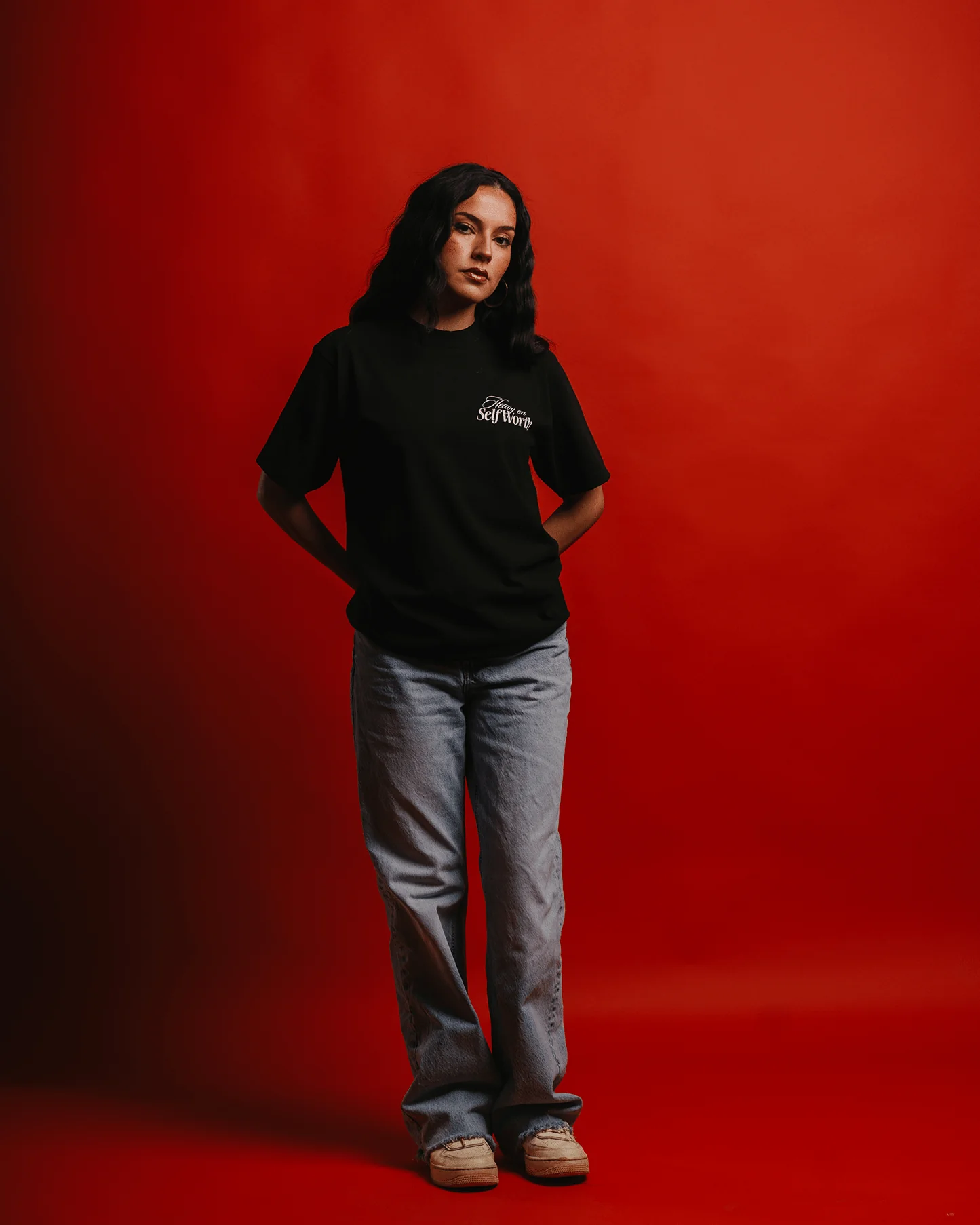 Heavy On Self Worth | Heavyweight Black Graphic Tee - Image 6
