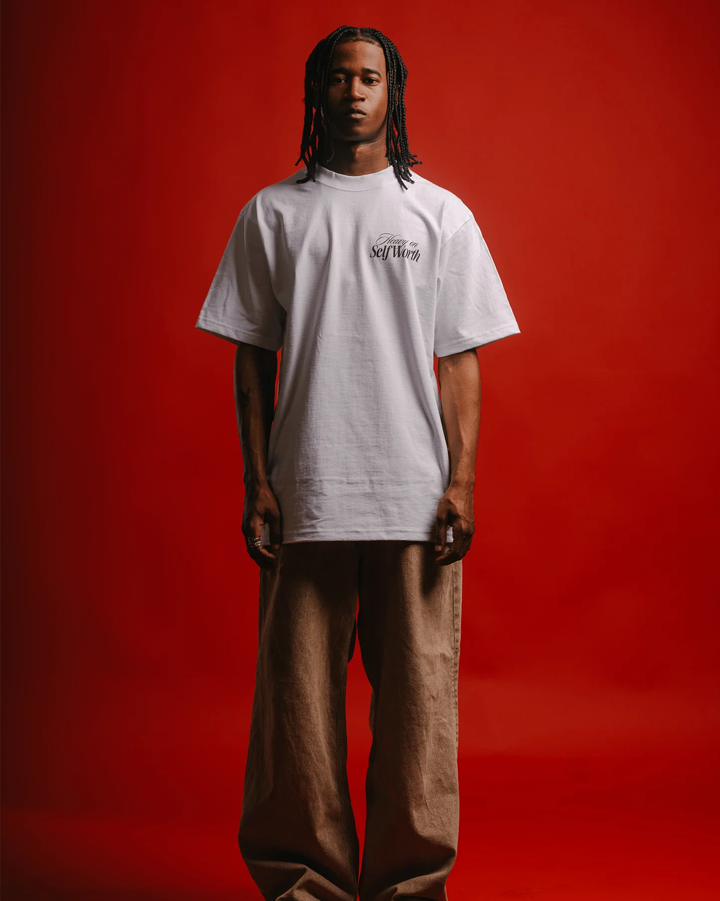 Heavy On Self Worth | Heavyweight White Graphic Tee - Image 3
