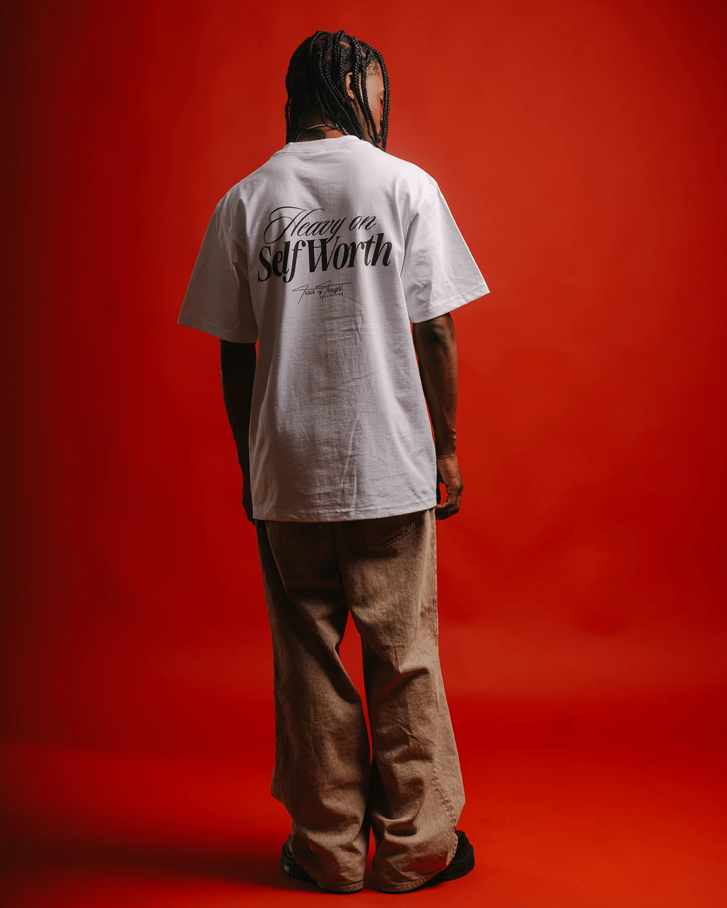 Heavy On Self Worth | Heavyweight White Graphic Tee - Image 4