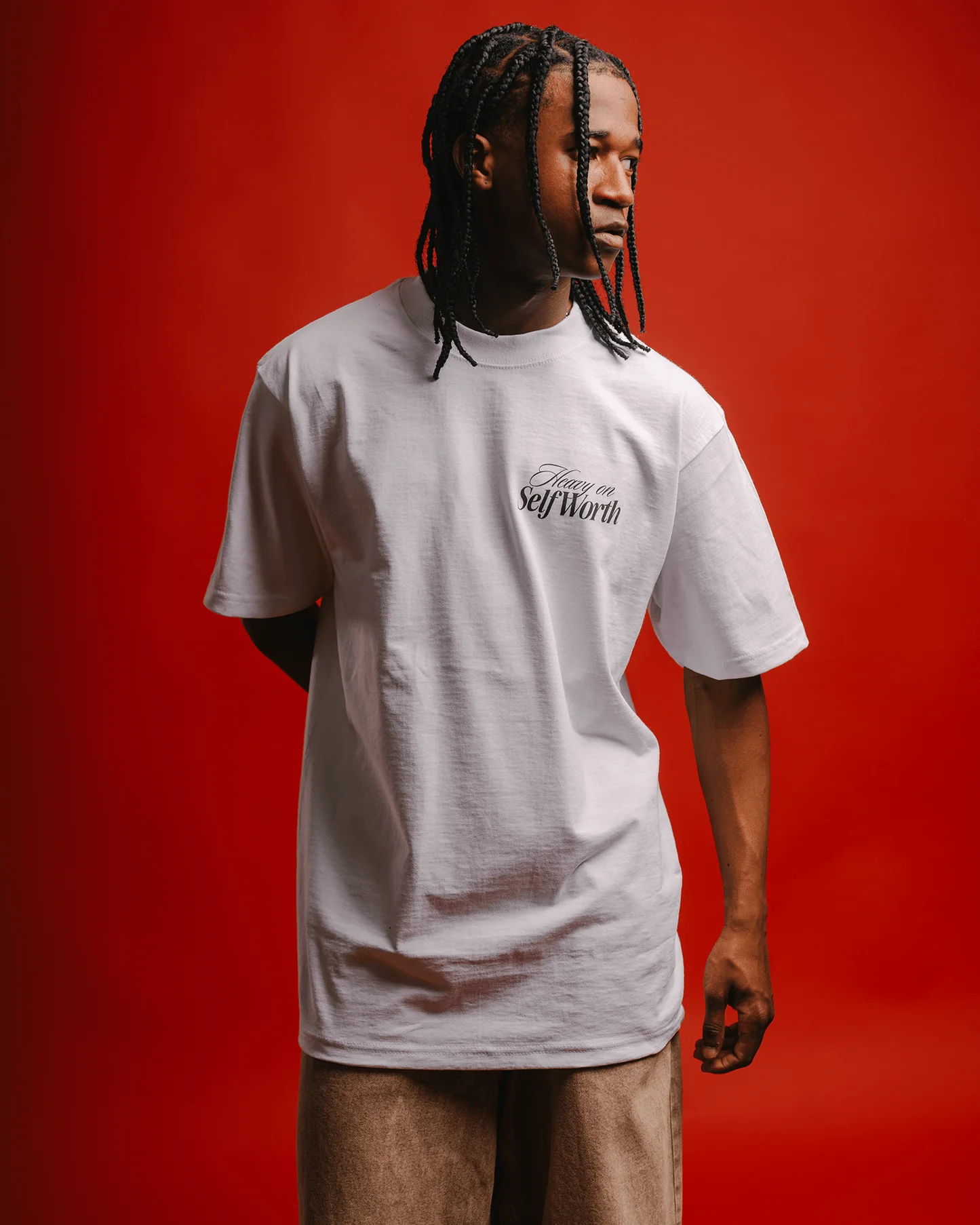 Heavy On Self Worth | Heavyweight White Graphic Tee - Image 7