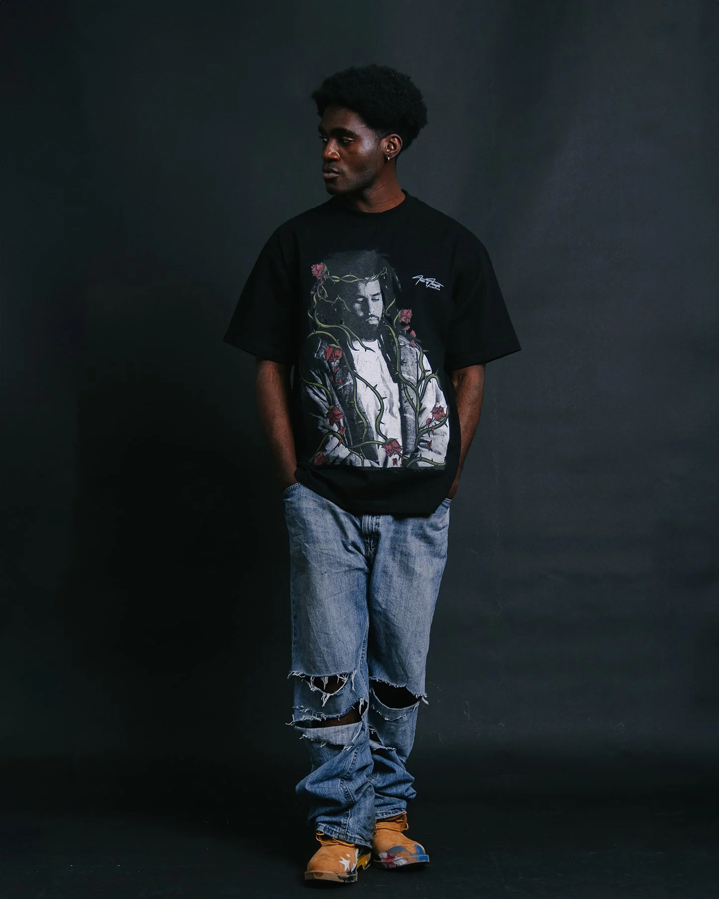 Dead Rose COLE | Heavyweight Black Graphic Tee - Image 2