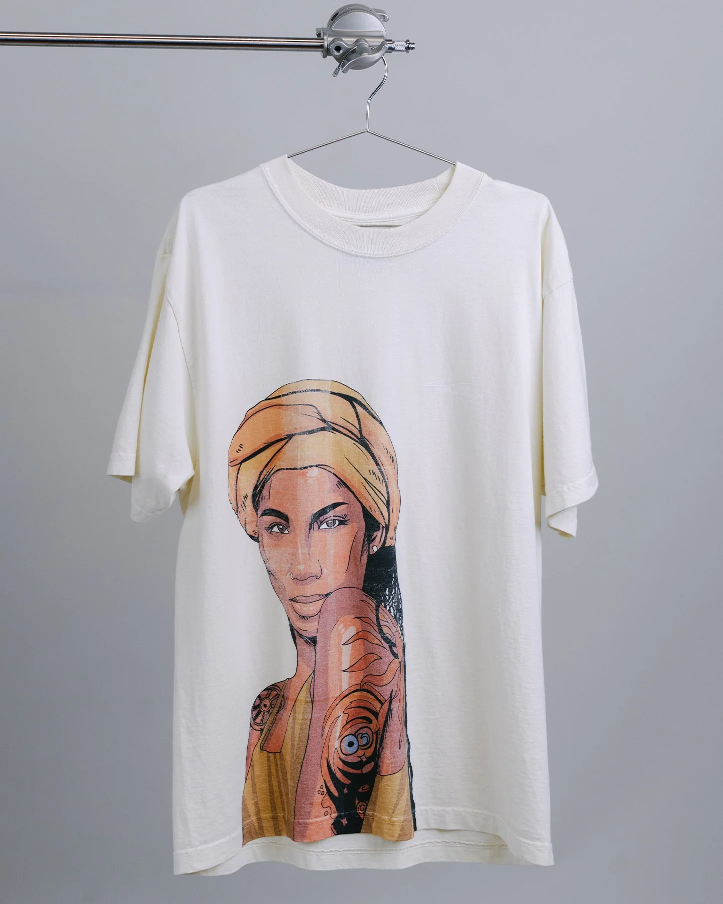 Jhene Big Face | Oversized Cream Graphic Tee - Image 3