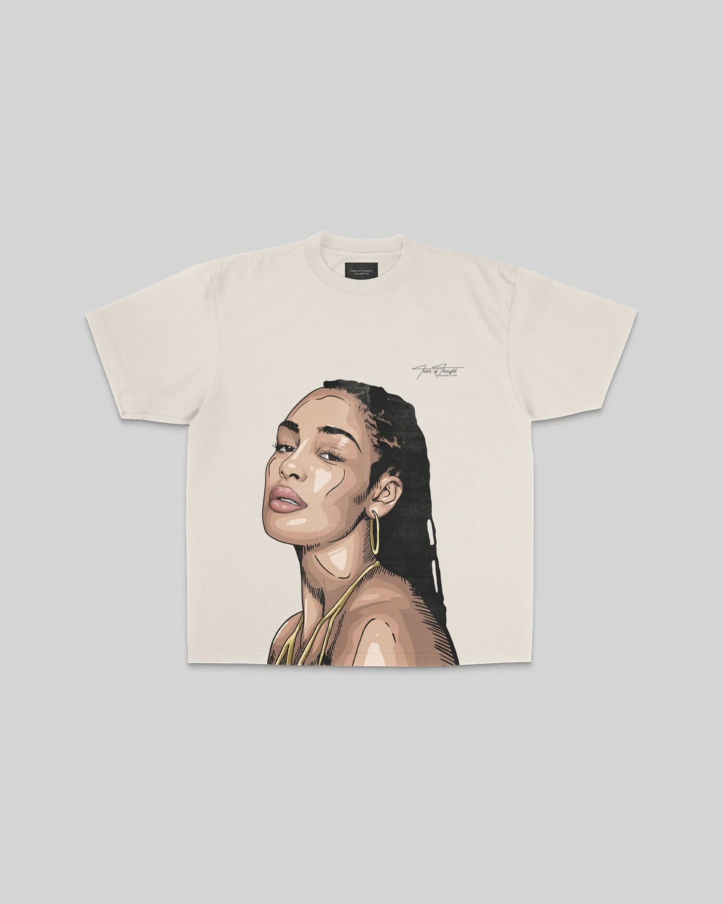 Jorja Big Face | Oversized Cream Graphic Tee