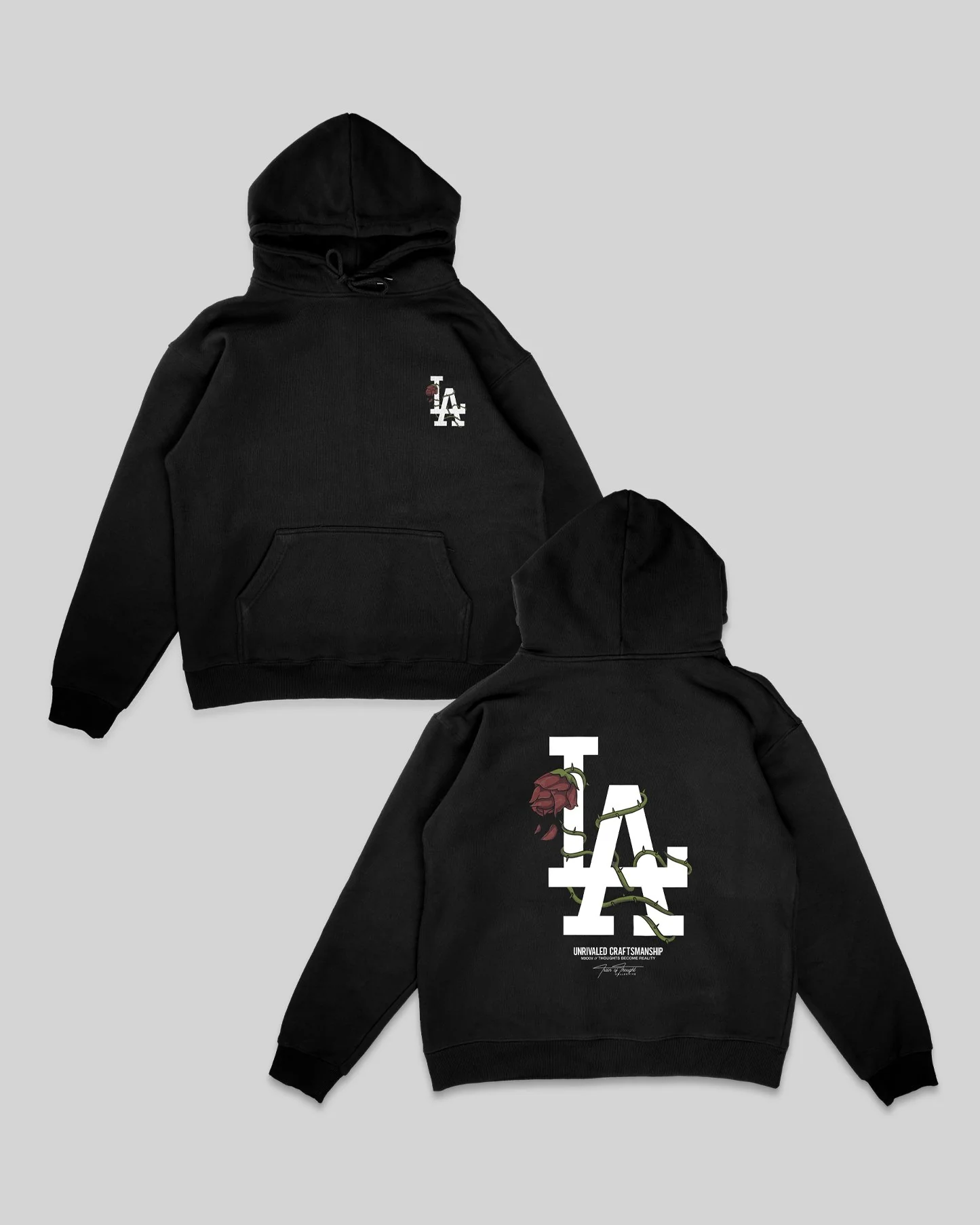 LA City Rose | Black Pullover Hoodie