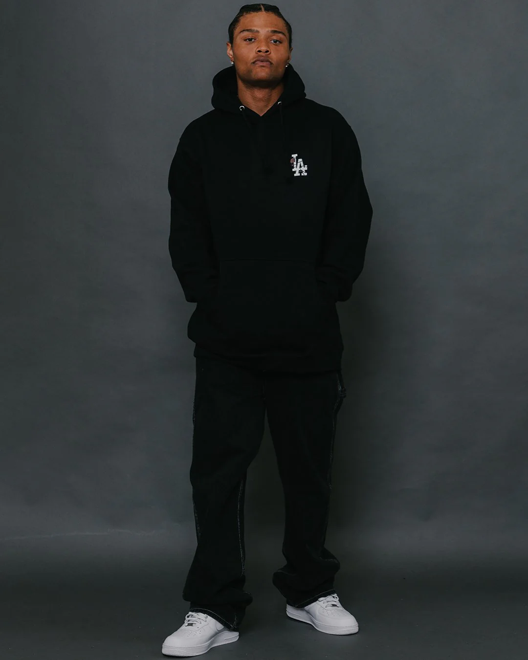 LA City Rose | Black Pullover Hoodie - Image 2