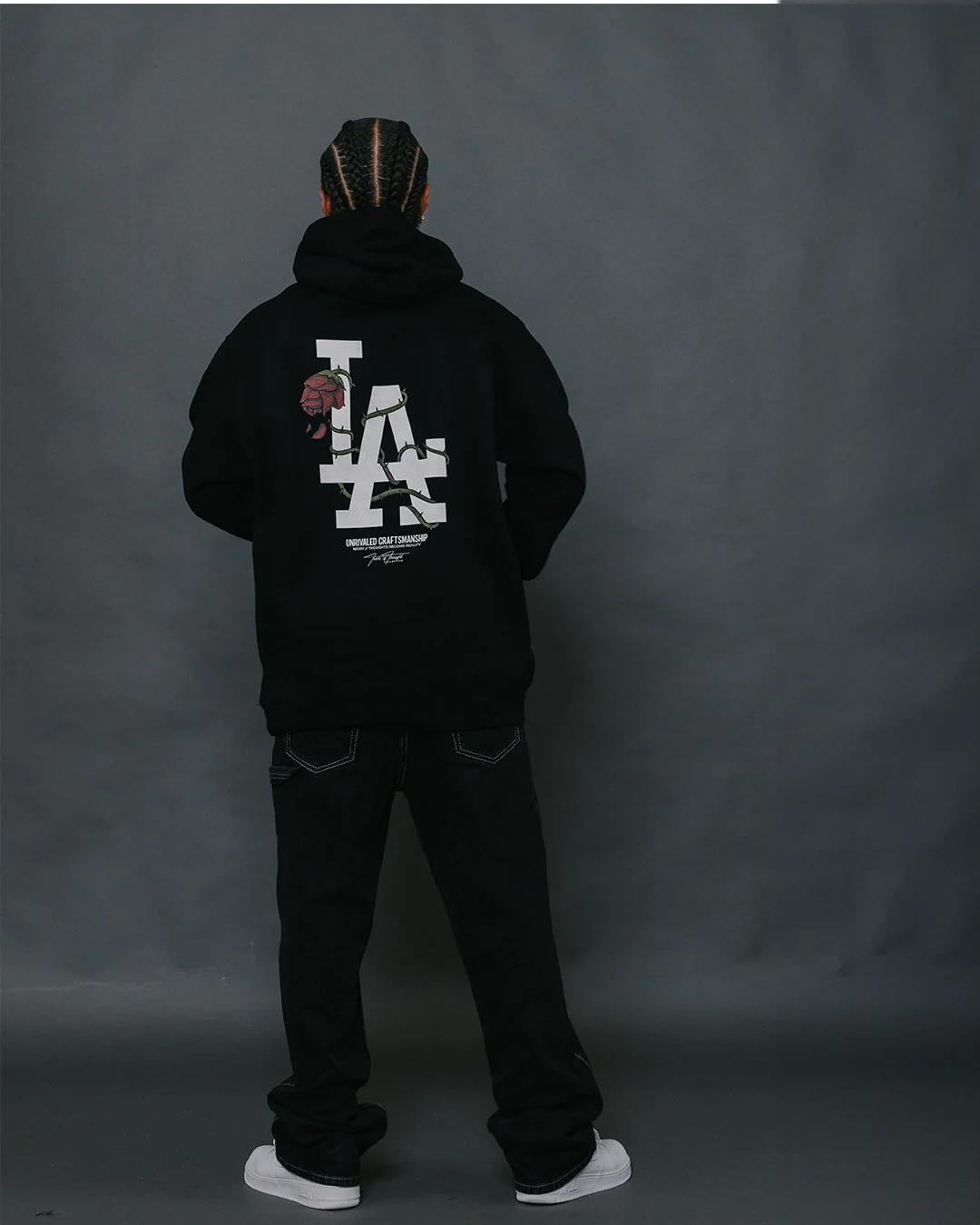 LA City Rose | Black Pullover Hoodie - Image 3