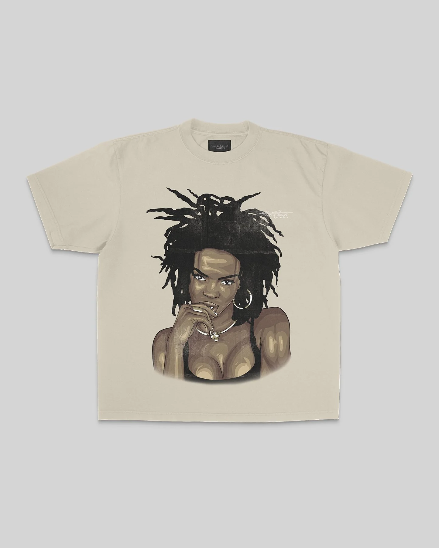 Lauryn Big Face | Oversized Oatmeal Graphic Tee