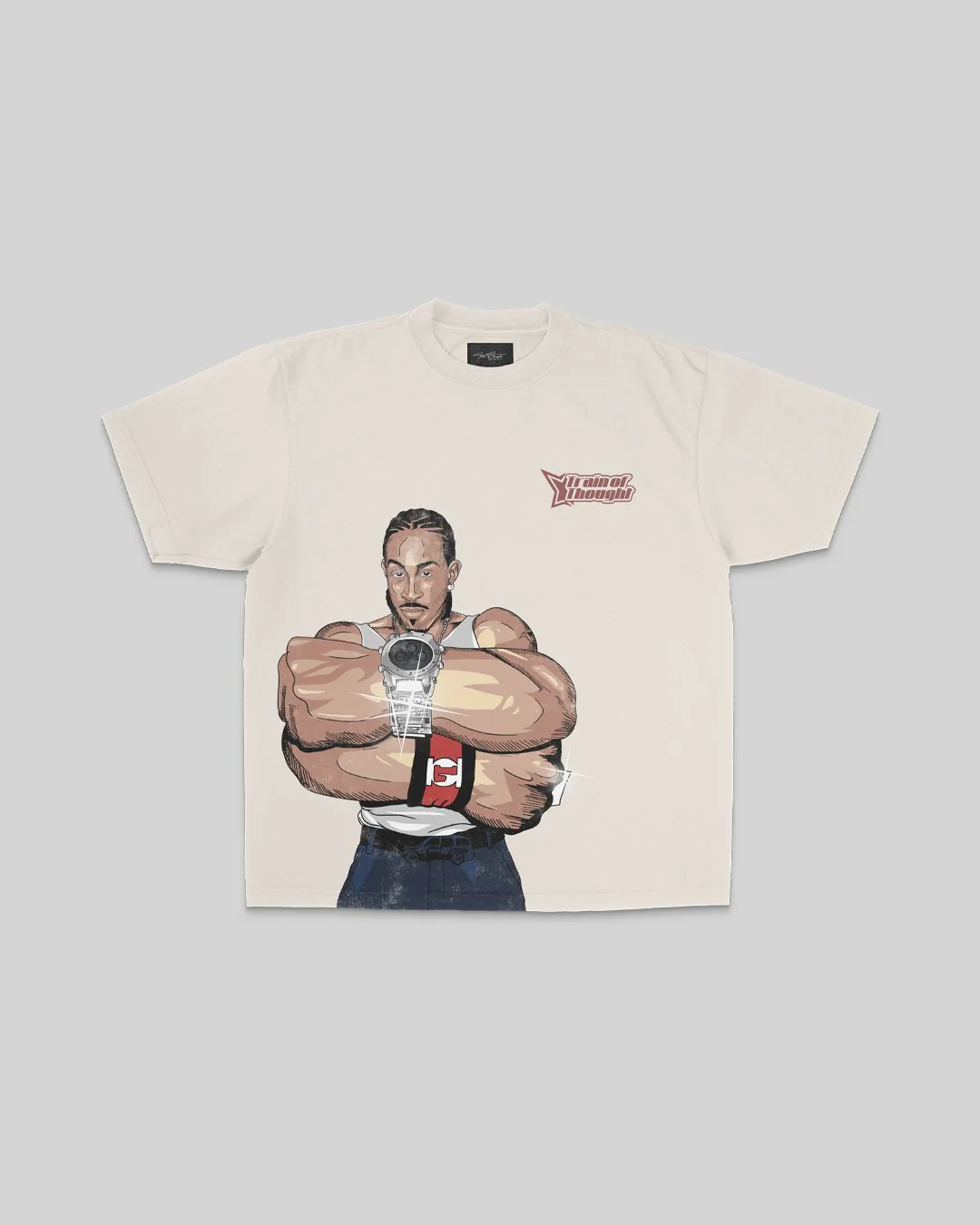 Luda Big Face | Oversized Cream Graphic Tee