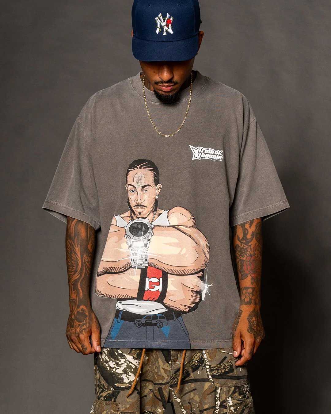 Luda Big Face | Oversized Cream Graphic Tee - Image 2
