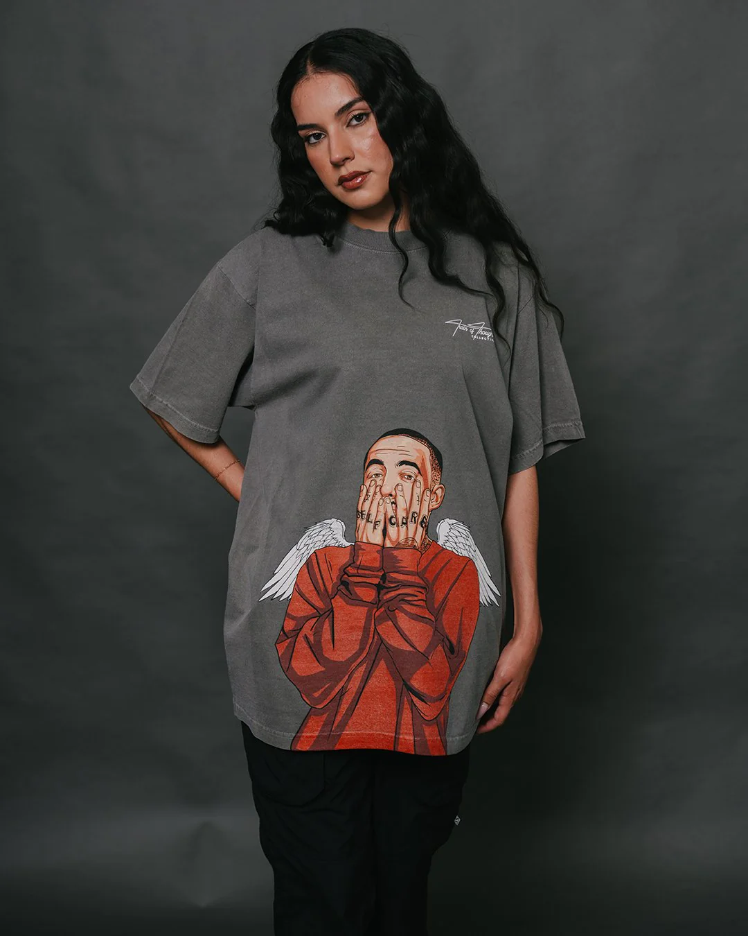 Mac Wings Big Face | Oversized Cement Graphic Tee - Image 3