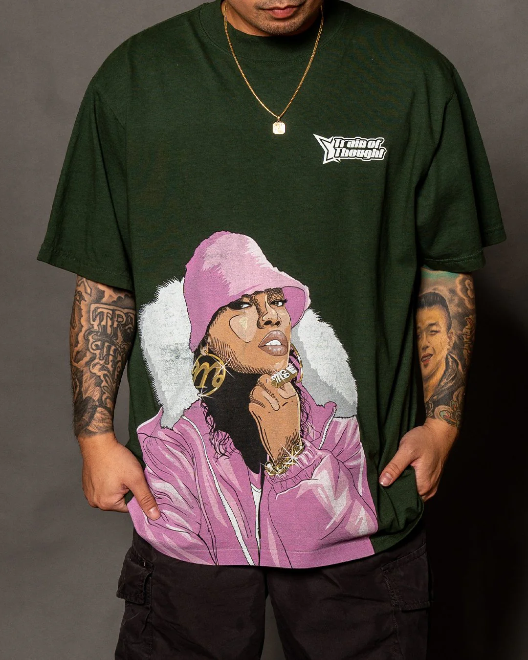 Missy Big Face | Oversized Moss Graphic Tee - Image 3