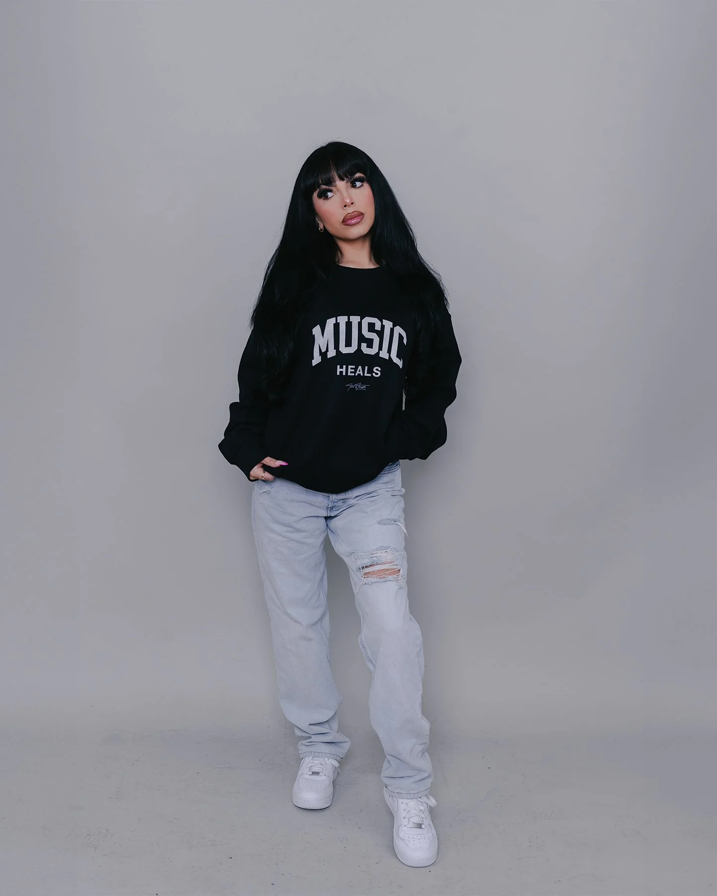 Music Heals | Black Crewneck Sweatshirt - Image 3