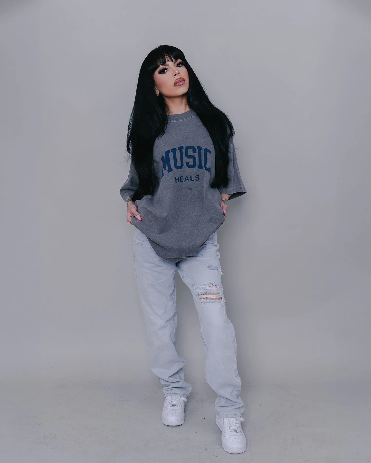 Music Heals | Oversized Cement Graphic Tee - Image 3