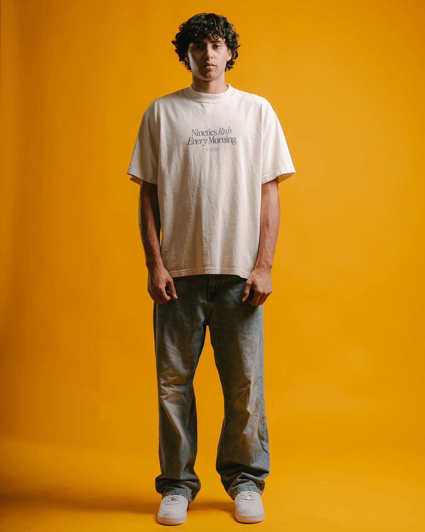 Nineties Rnb Every Morning V2 | Oversized Cream Graphic Tee - Image 3