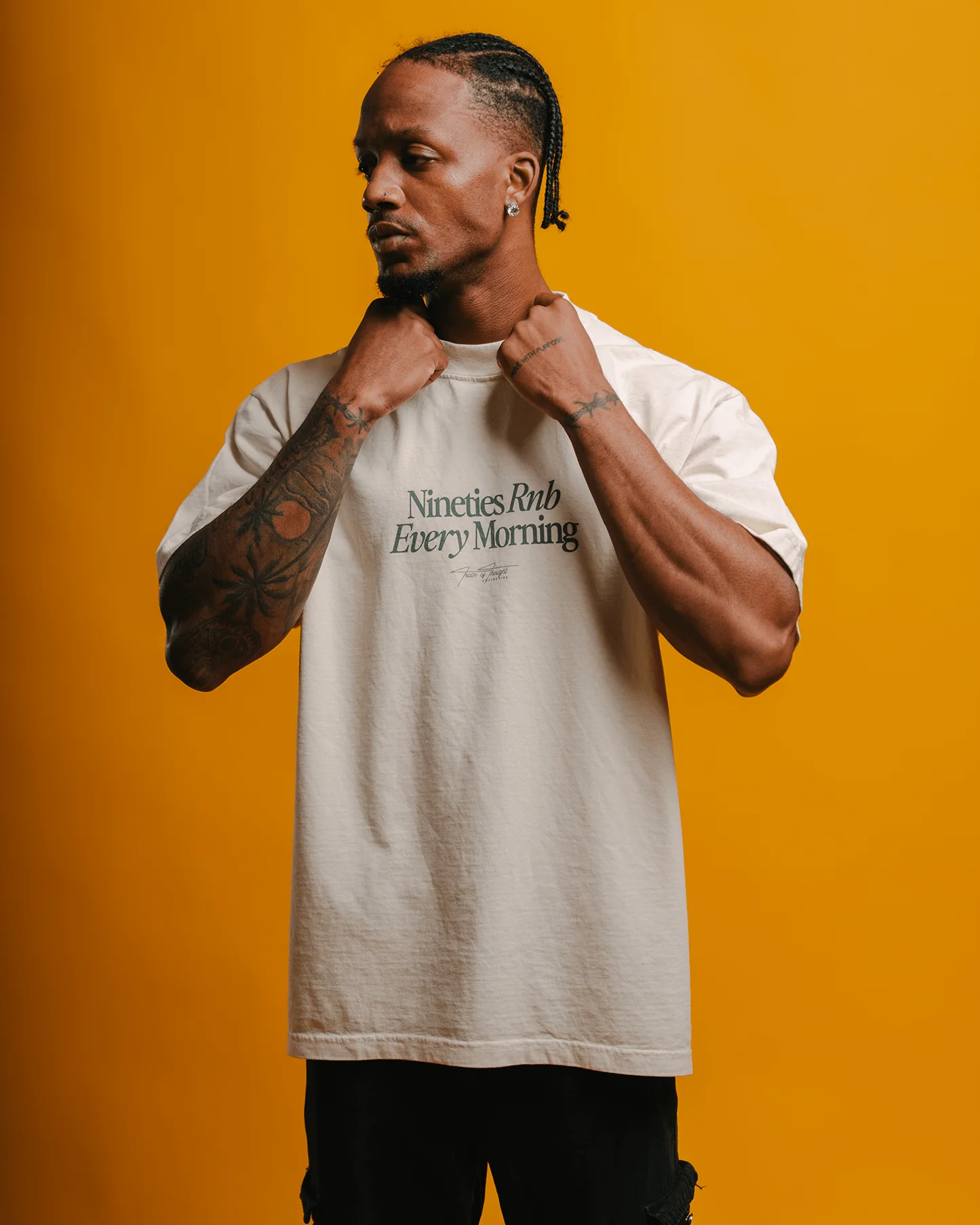 Nineties Rnb Every Morning V2 | Oversized Cream Graphic Tee - Image 5