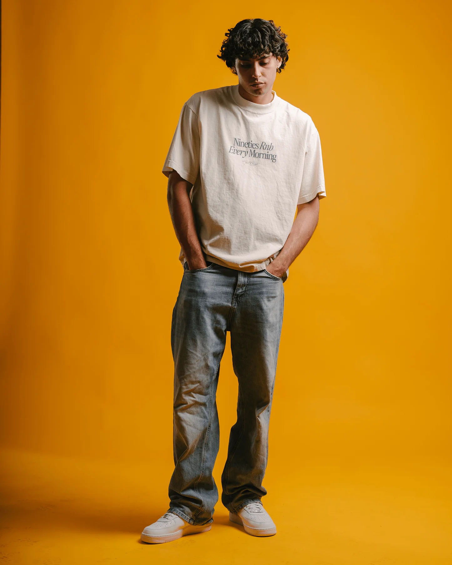 Nineties Rnb Every Morning V2 | Oversized Cream Graphic Tee - Image 6
