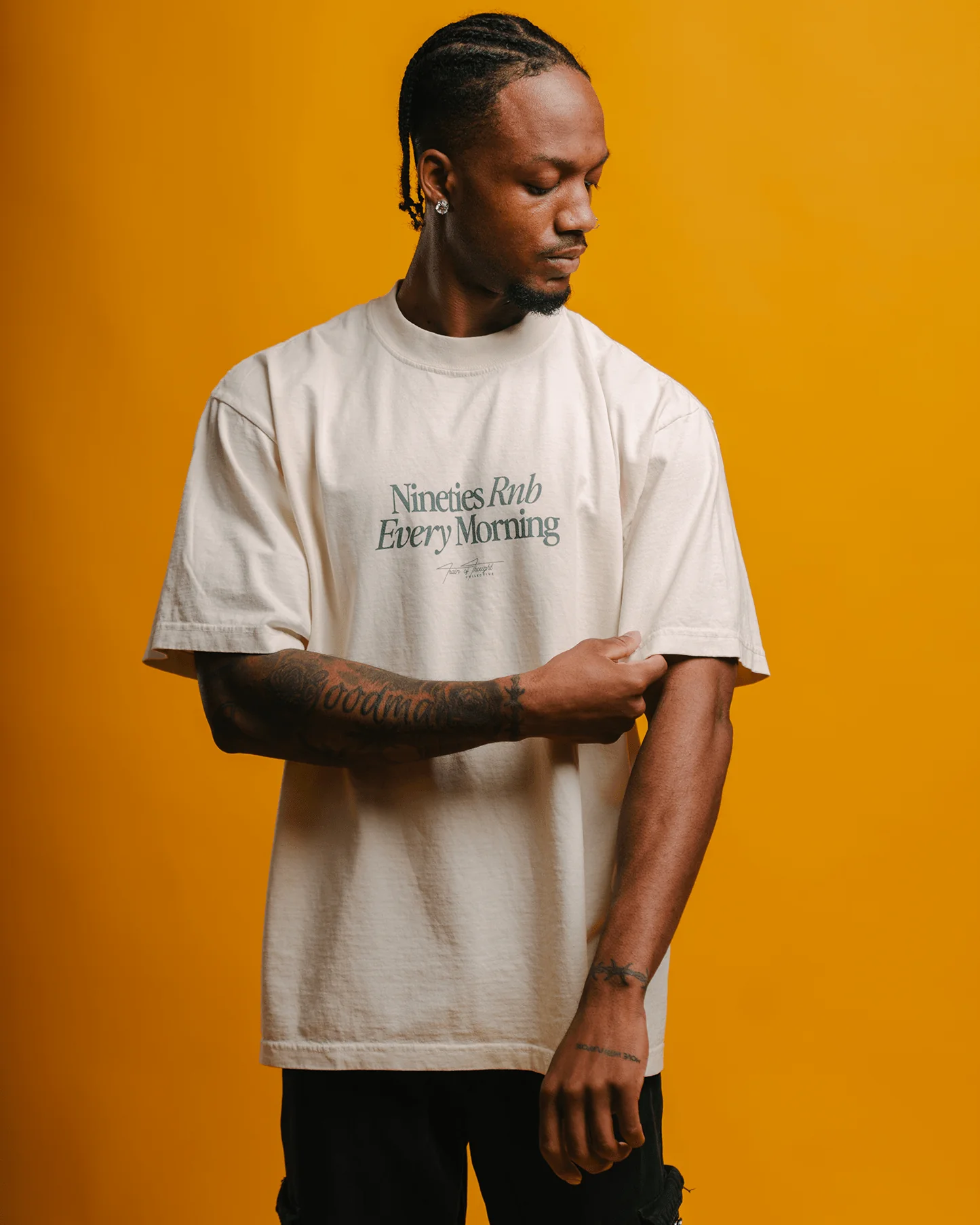 Nineties Rnb Every Morning V2 | Oversized Cream Graphic Tee - Image 7