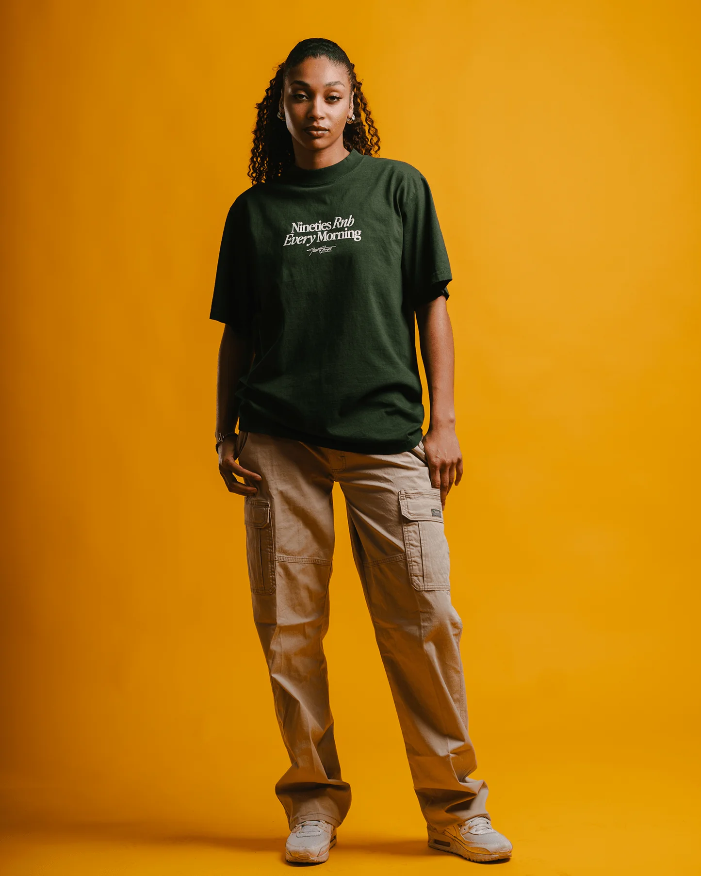Nineties Rnb Every Morning V2 | Oversized Green Graphic Tee - Image 7