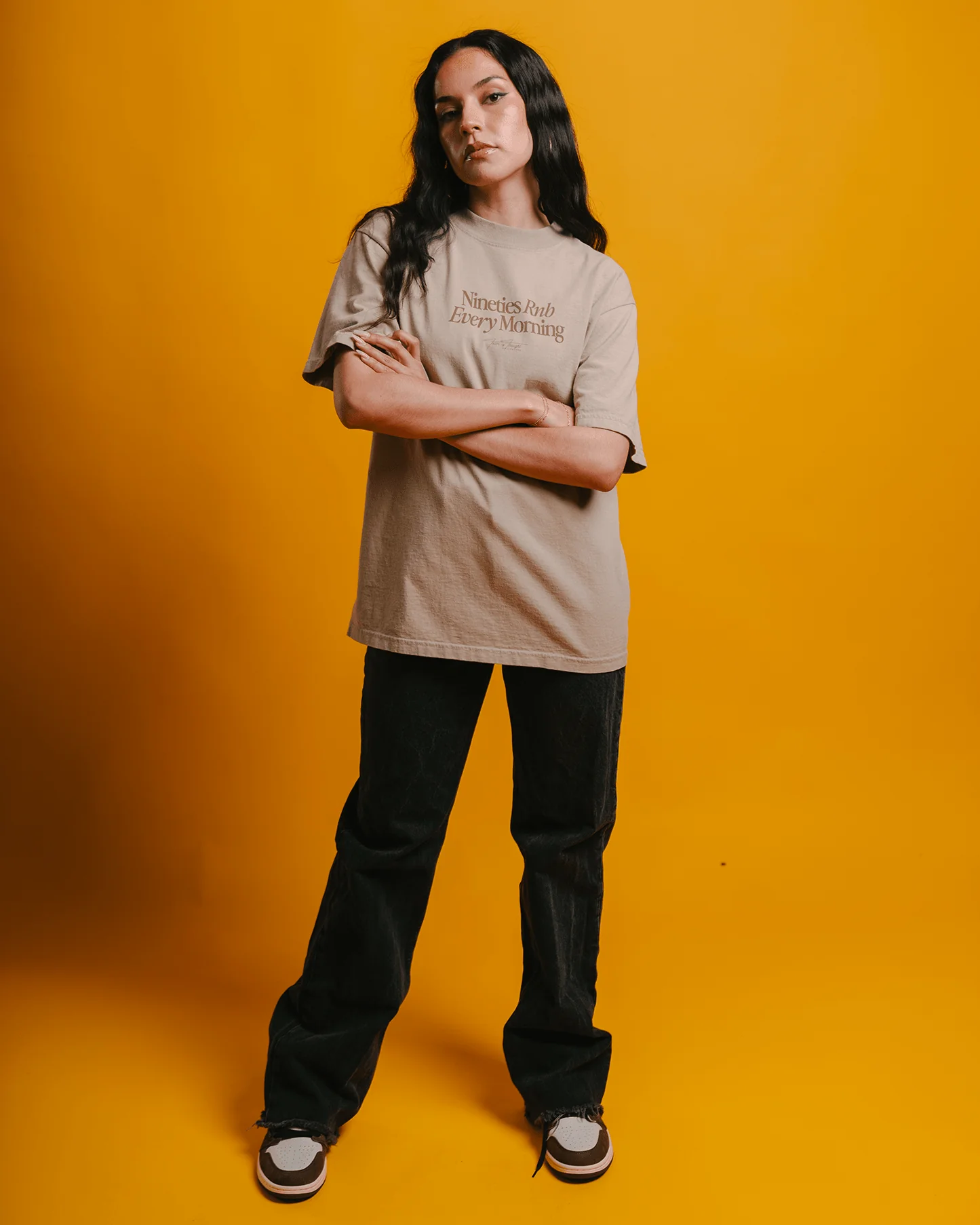 Nineties Rnb Every Morning V2 | Oversized Oatmeal Graphic Tee - Image 5