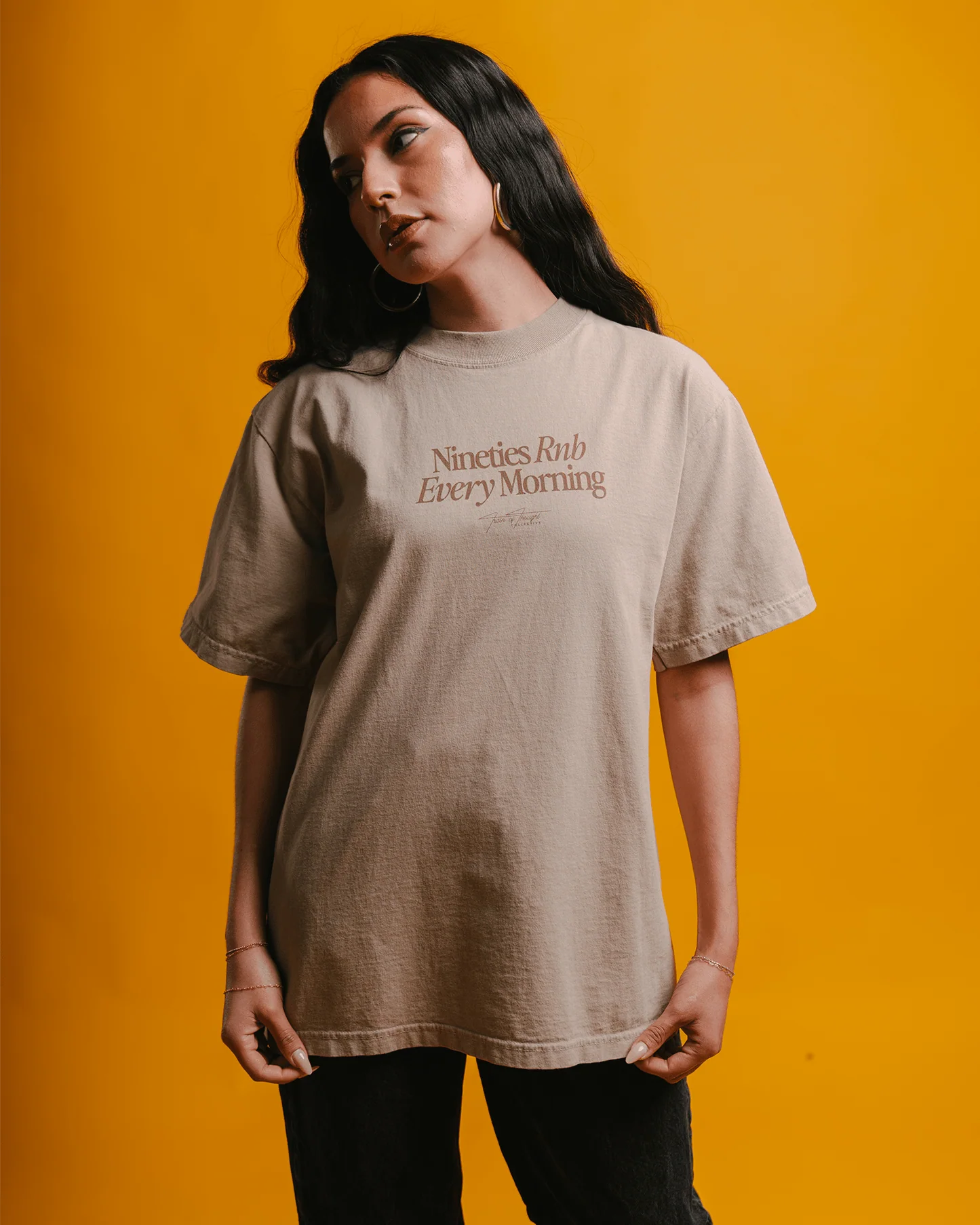Nineties Rnb Every Morning V2 | Oversized Oatmeal Graphic Tee - Image 6