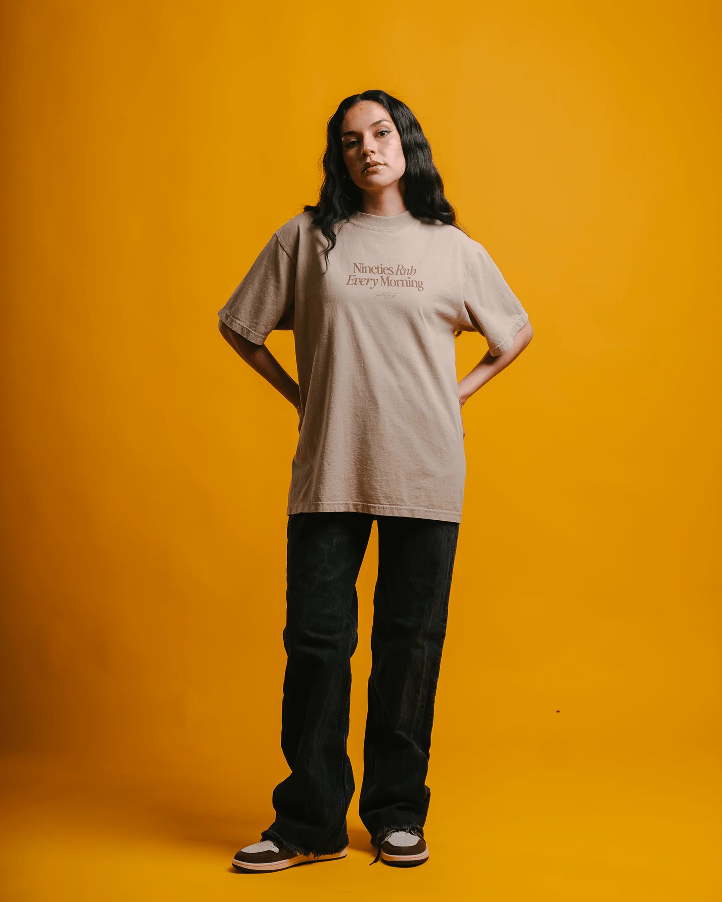 Nineties Rnb Every Morning V2 | Oversized Oatmeal Graphic Tee - Image 7