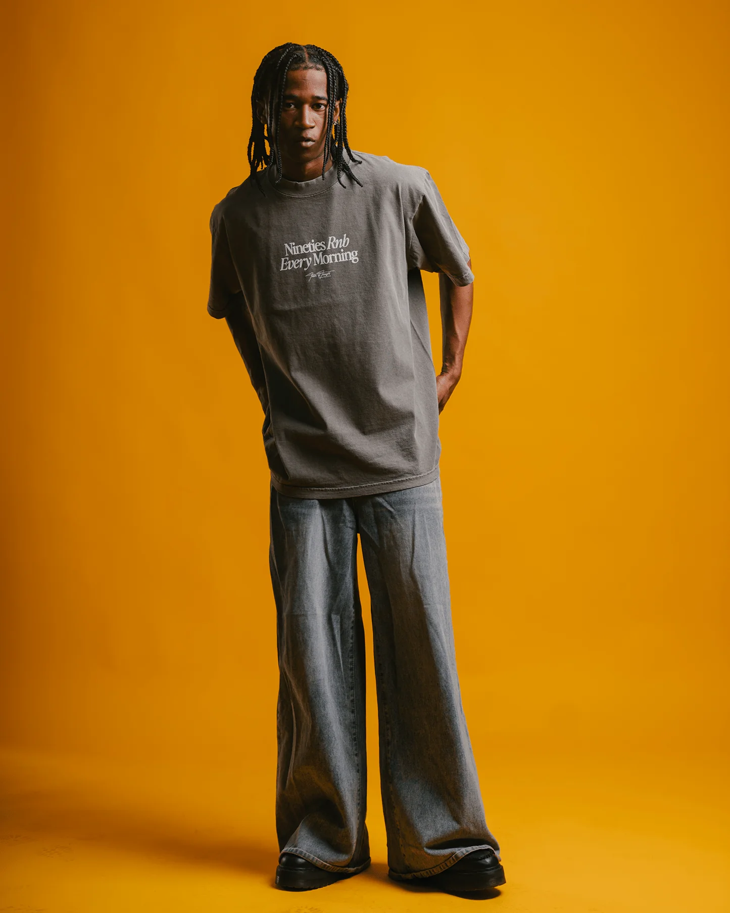 Nineties Rnb Every Morning V2 | Oversized Cement Graphic Tee - Image 6