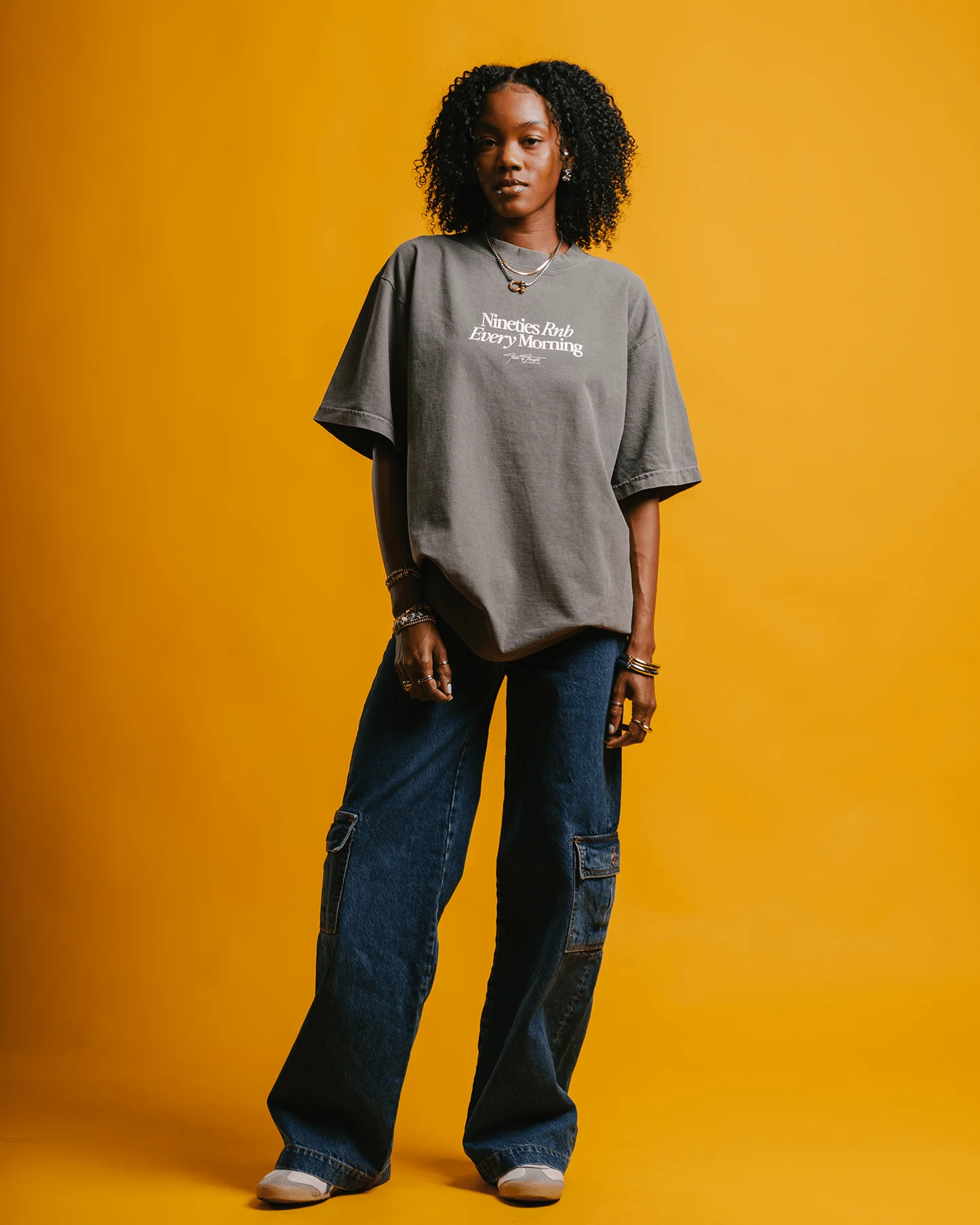 Nineties Rnb Every Morning V2 | Oversized Cement Graphic Tee - Image 7