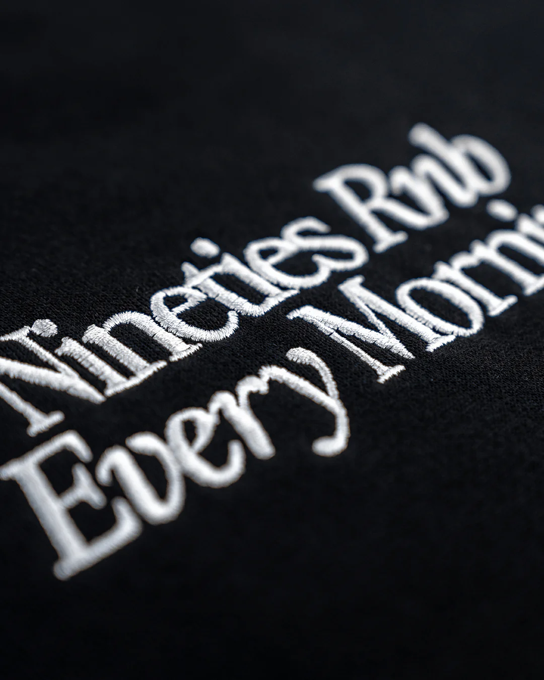 Nineties Rnb Every Morning | Black Crewneck Sweatshirt (Embroidered) - Image 10
