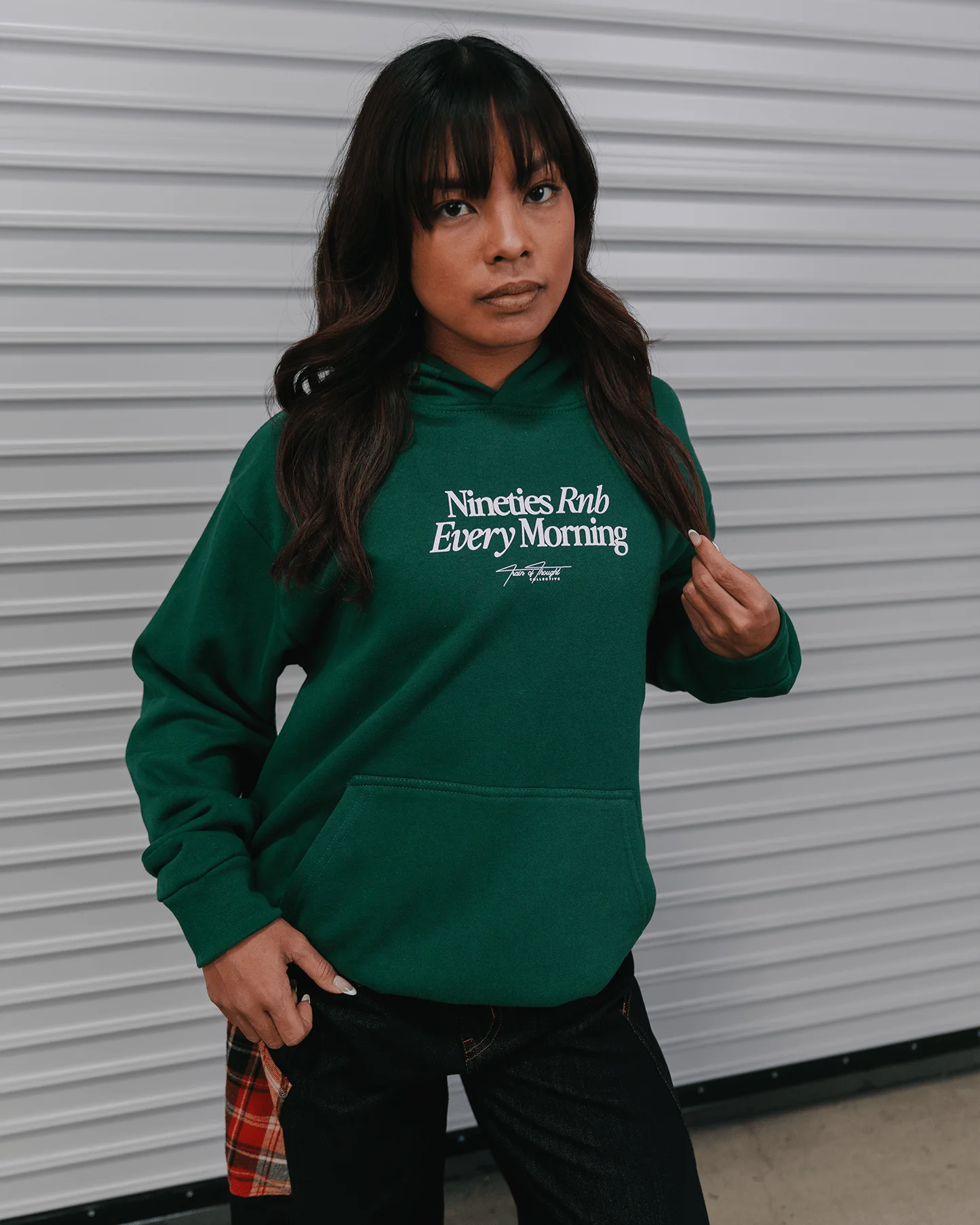 Nineties Rnb Every Morning | Forest Green Urban Hoodie - Image 4