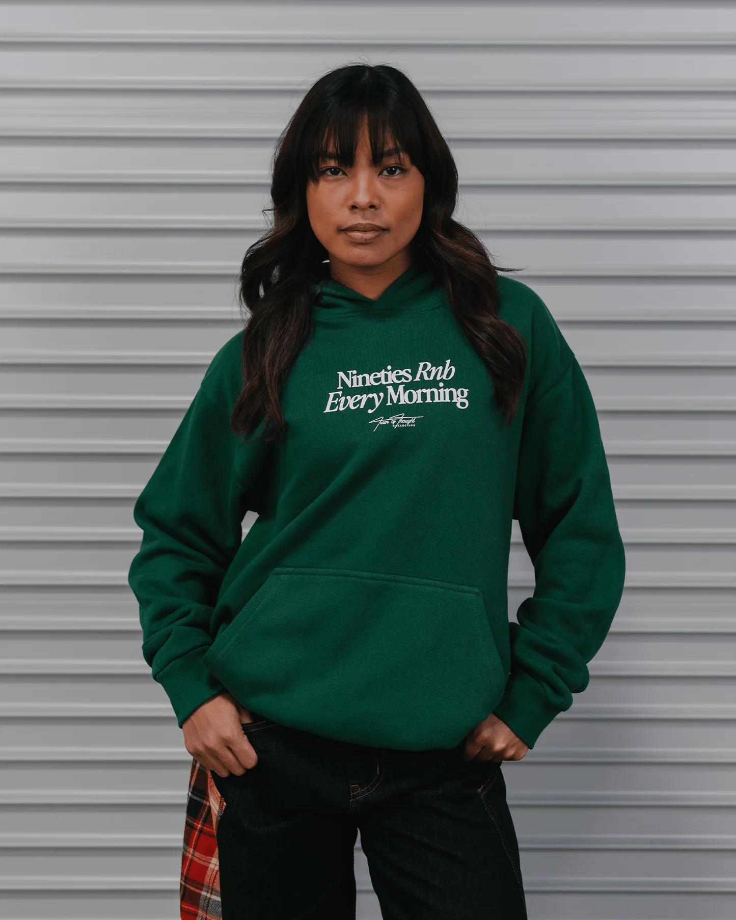 Nineties Rnb Every Morning | Forest Green Urban Hoodie - Image 5