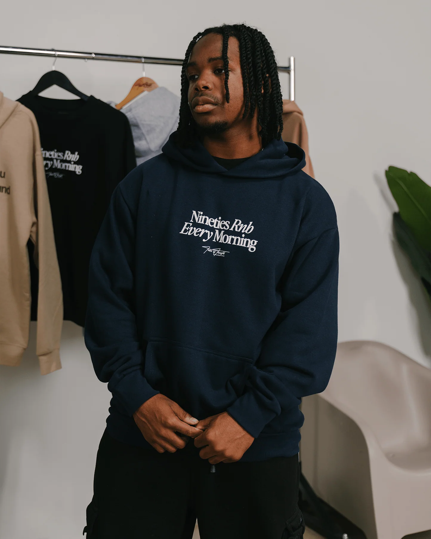 Nineties Rnb Every Morning | Navy Hoodie - Image 3