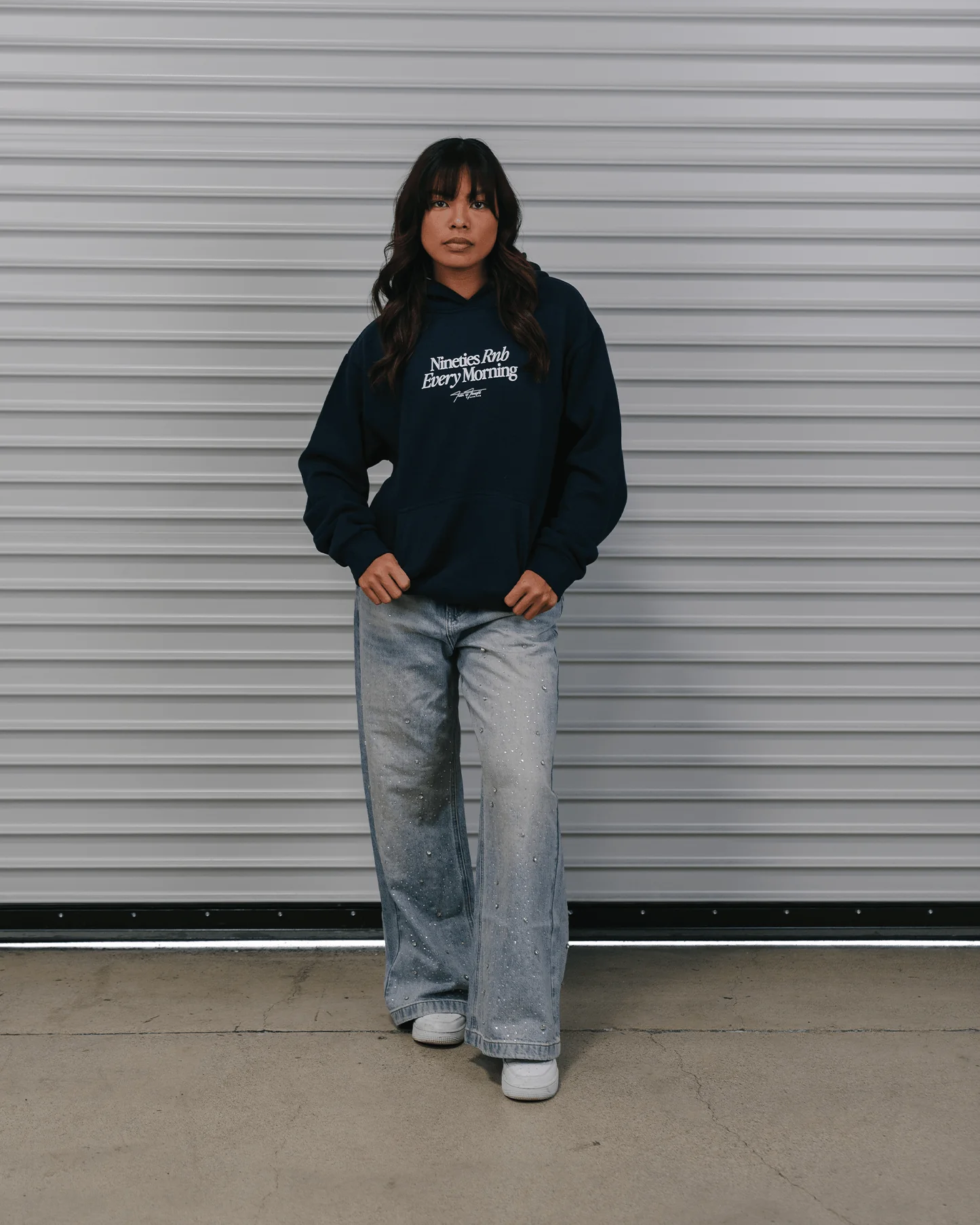 Nineties Rnb Every Morning | Navy Hoodie - Image 5