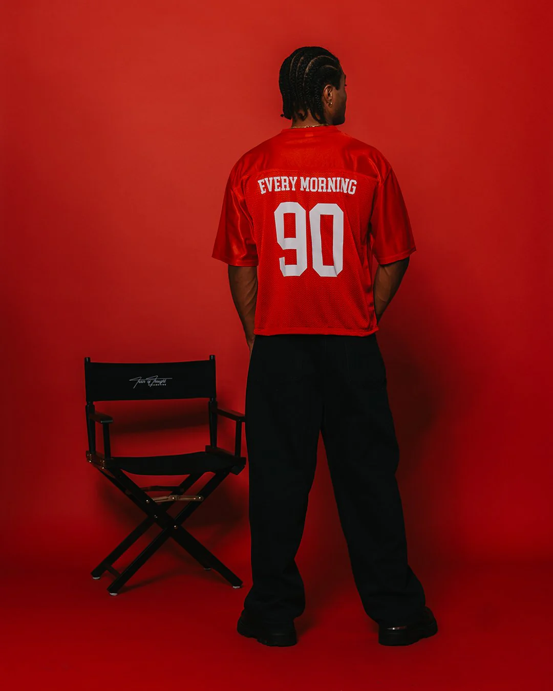 Nineties Rnb Every Morning | Red Cropped Football Jersey - Image 5