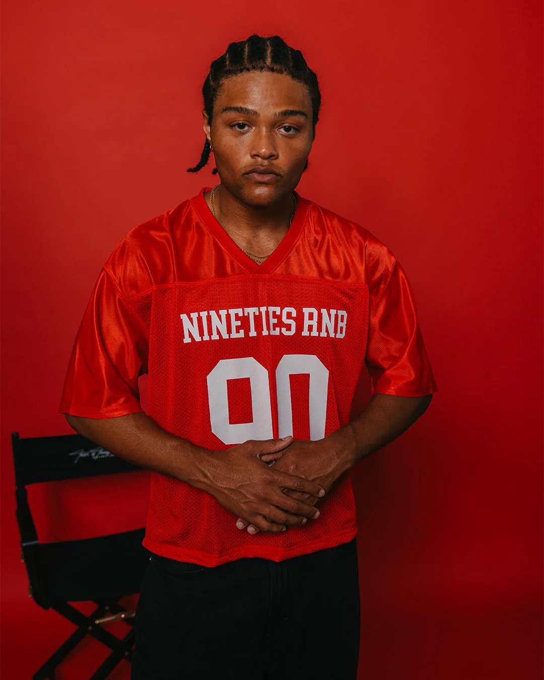 Nineties Rnb Every Morning | Red Cropped Football Jersey - Image 6