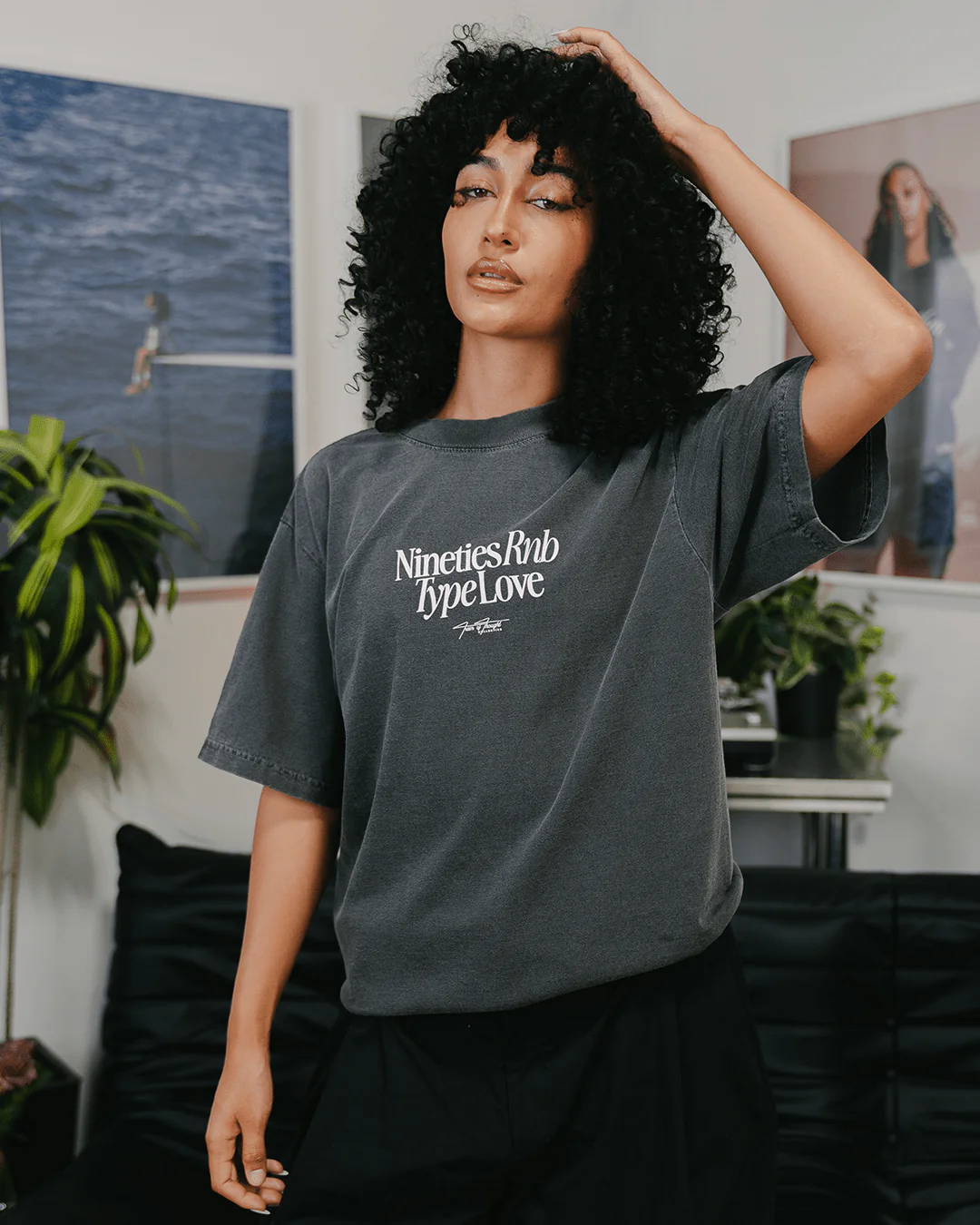 Nineties Rnb Type Love | Oversized Shadow Graphic Tee - Image 3
