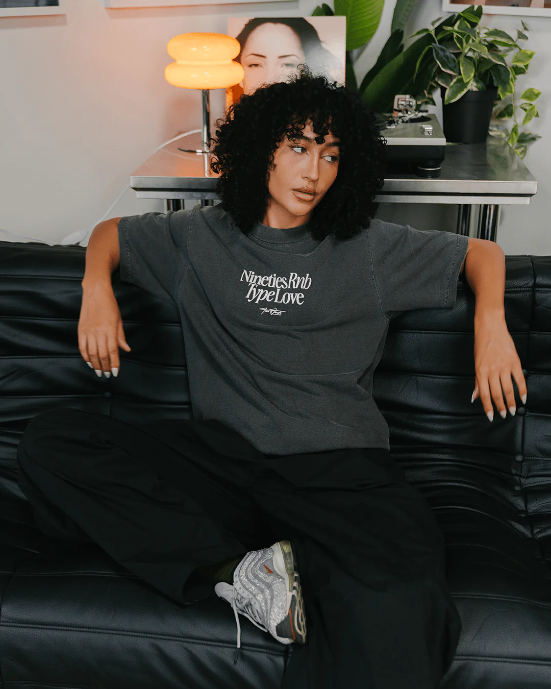 Nineties Rnb Type Love | Oversized Shadow Graphic Tee - Image 4