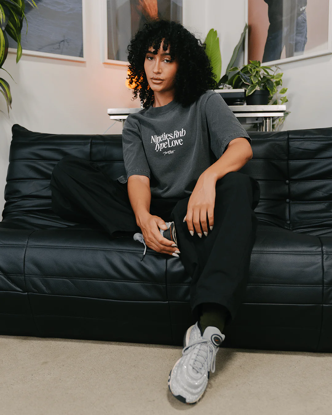 Nineties Rnb Type Love | Oversized Shadow Graphic Tee - Image 5