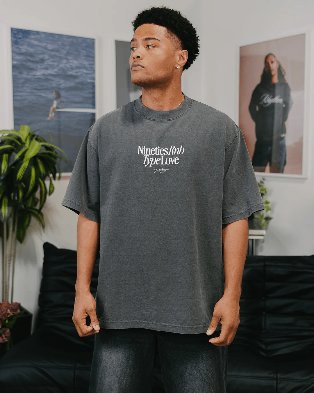 Nineties Rnb Type Love | Oversized Shadow Graphic Tee - Image 7