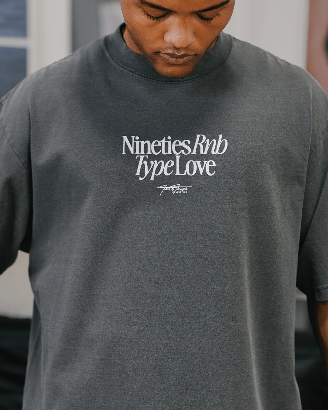 Nineties Rnb Type Love | Oversized Shadow Graphic Tee - Image 8